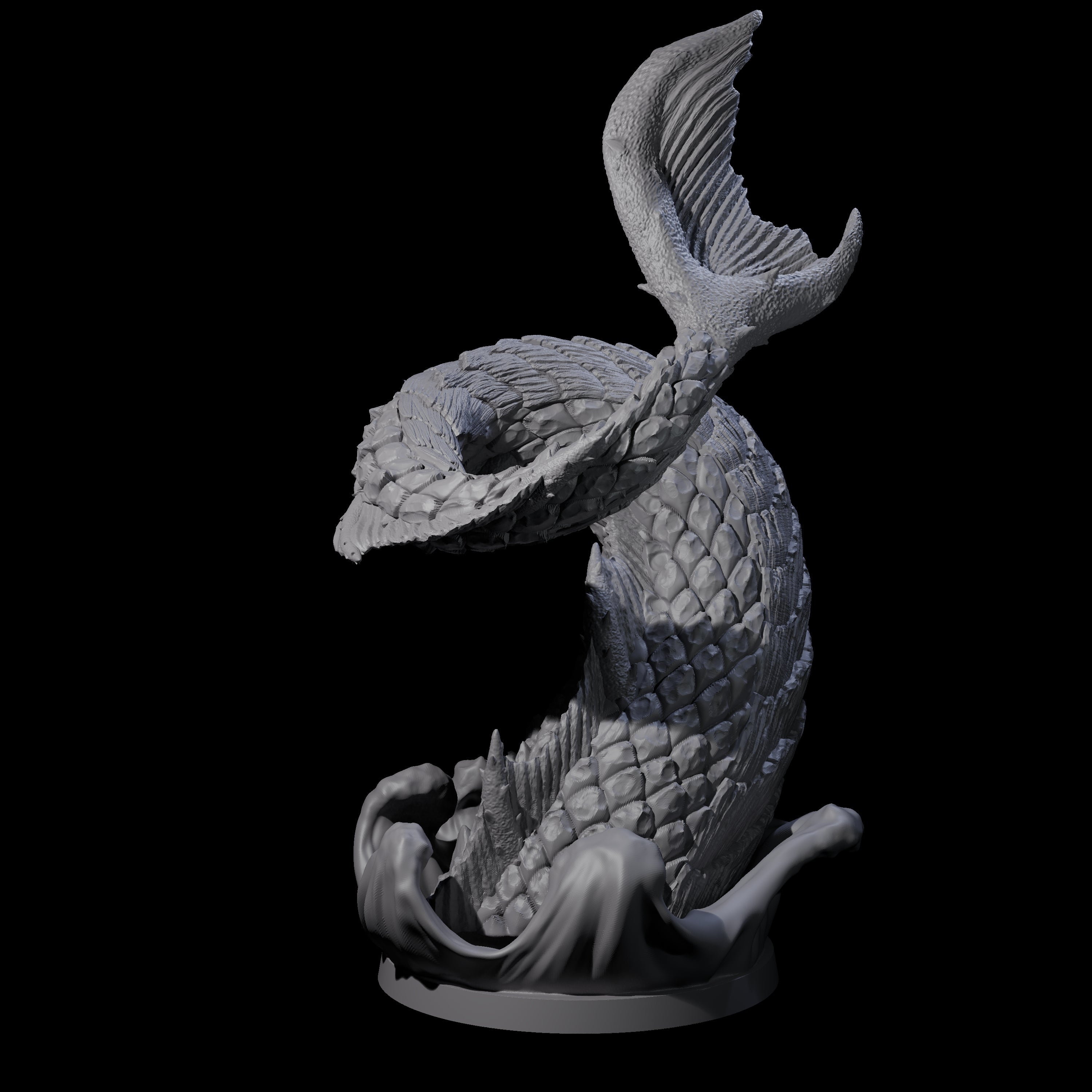 Crashing Sea Monster Tail C Miniature for Dungeons and Dragons, Pathfinder or other TTRPGs