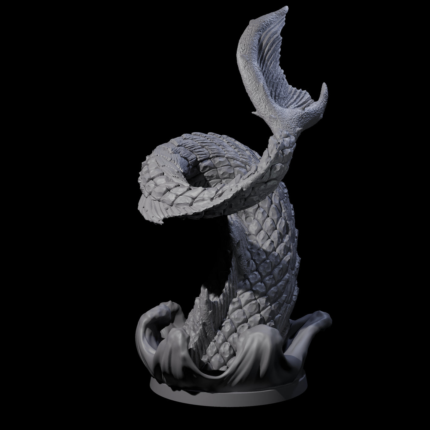 Crashing Sea Monster Tail C Miniature for Dungeons and Dragons, Pathfinder or other TTRPGs