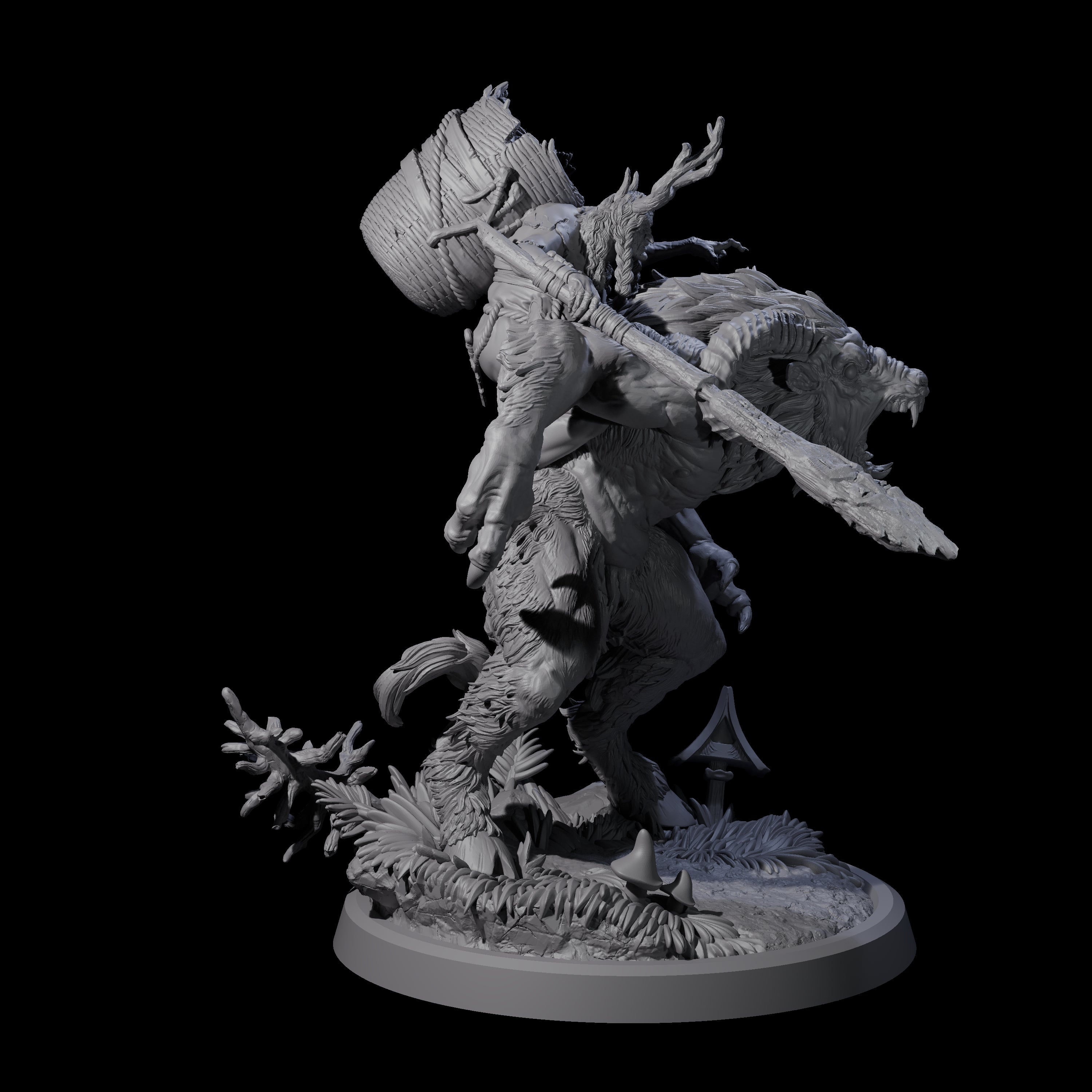 Crazed Forest Hag riding a Beast Miniature for Dungeons and Dragons, Pathfinder or other TTRPGs