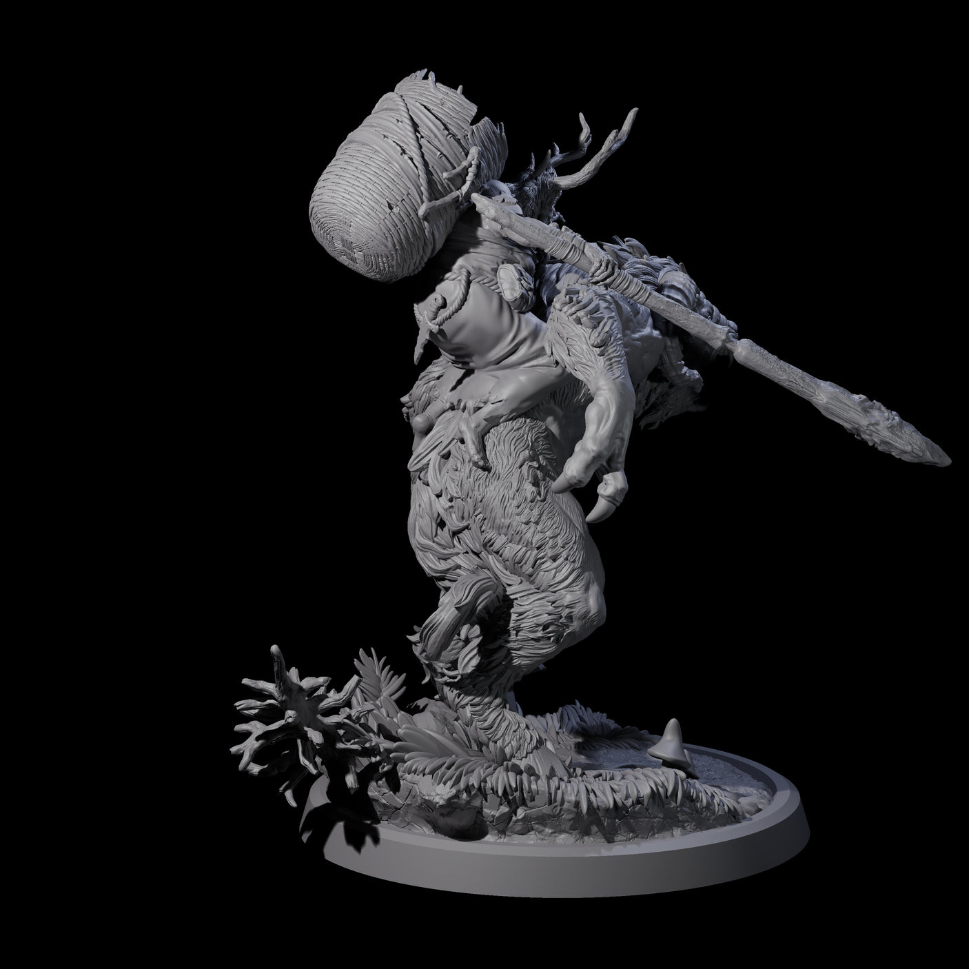 Crazed Forest Hag riding a Beast Miniature for Dungeons and Dragons, Pathfinder or other TTRPGs