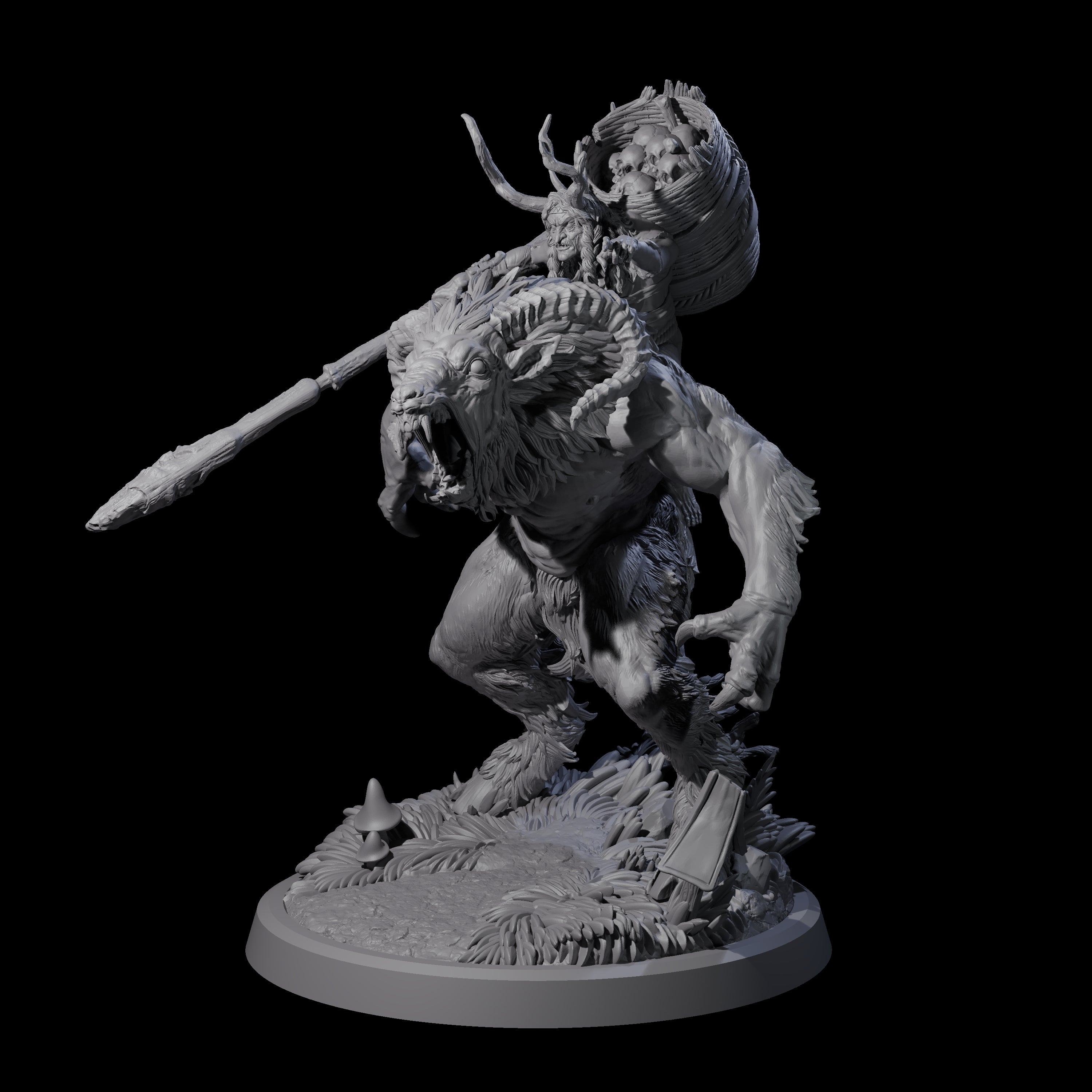 Crazed Forest Hag riding a Beast Miniature for Dungeons and Dragons, Pathfinder or other TTRPGs
