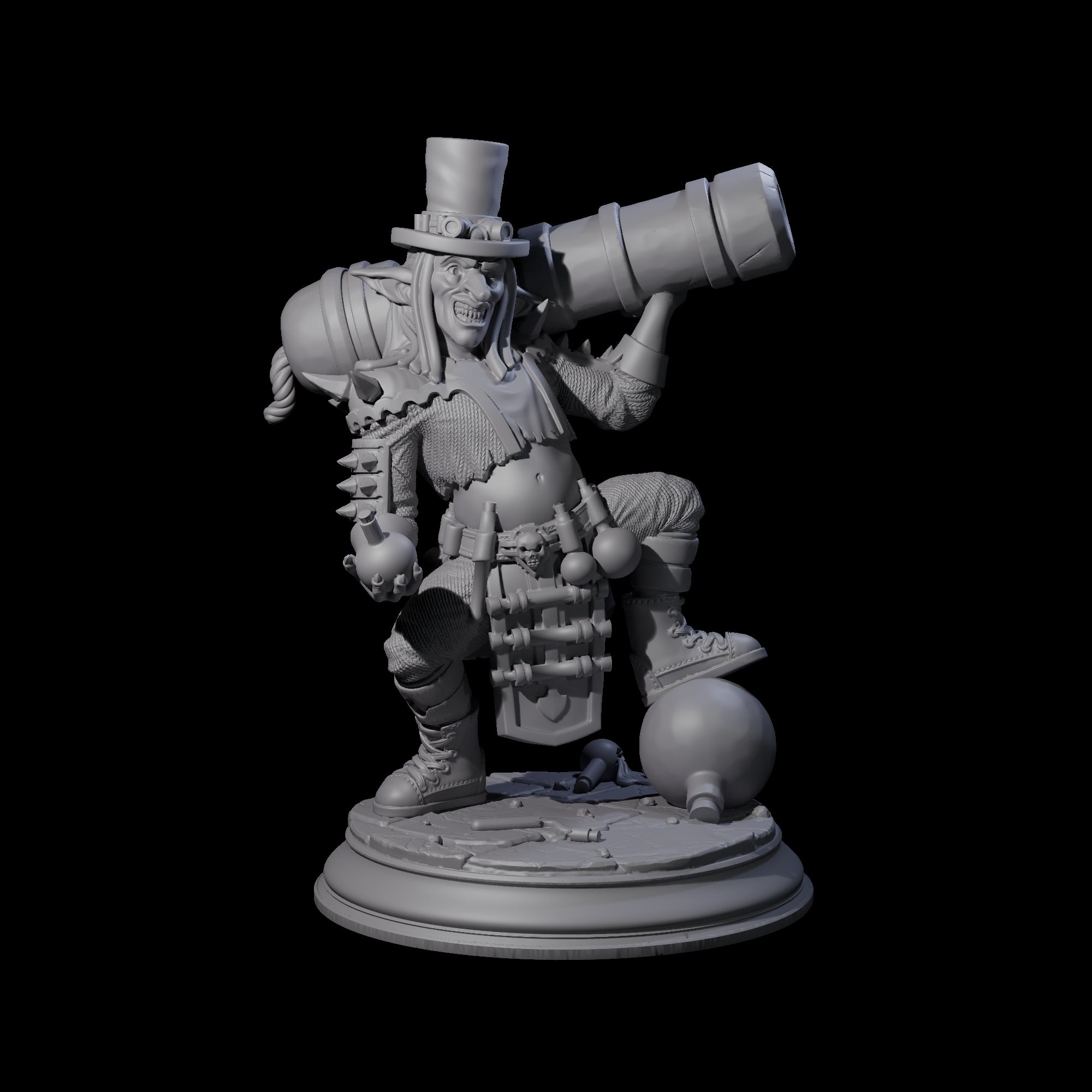 Crazy Goblin Cannoneer Miniature for Dungeons and Dragons, Pathfinder or other TTRPGs