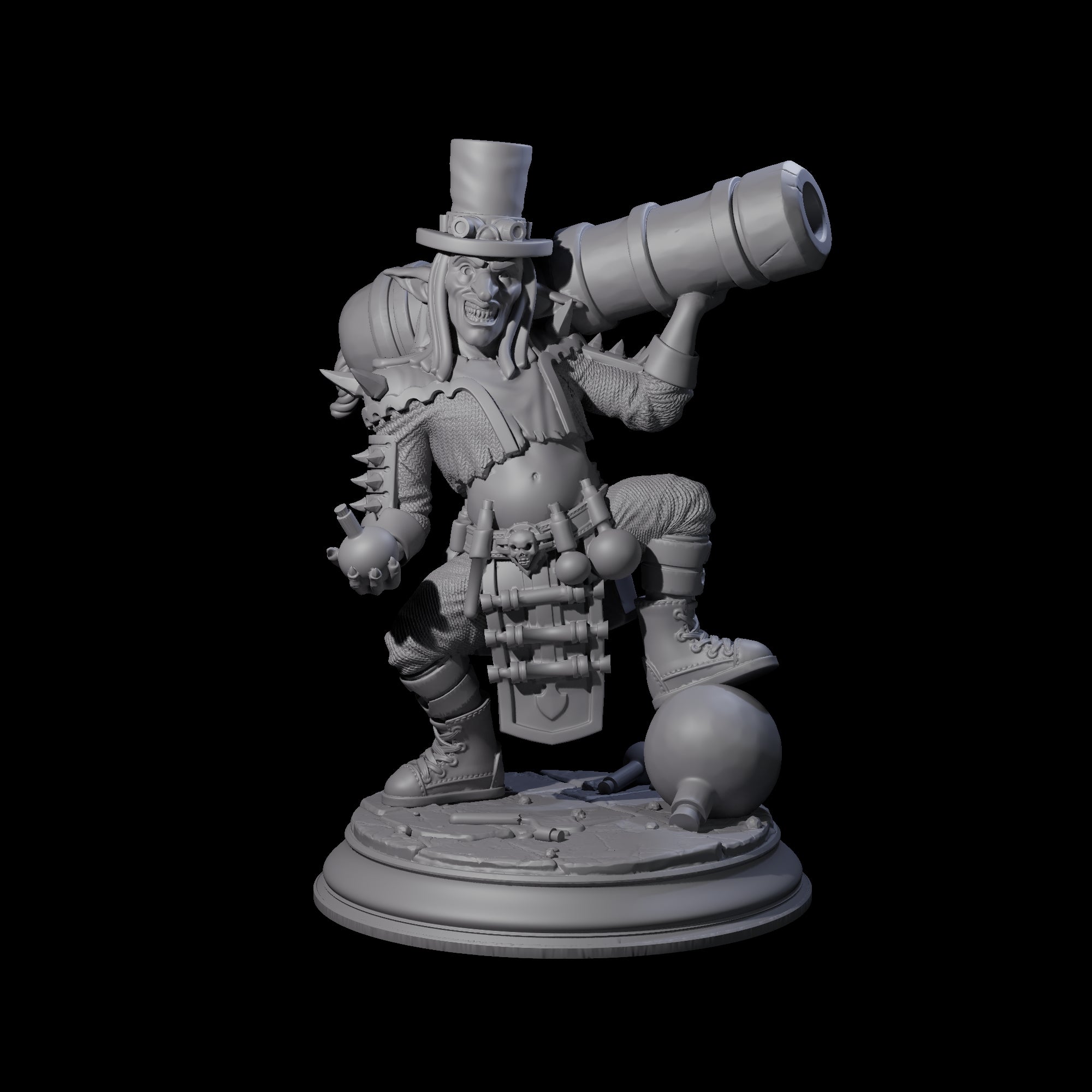 Crazy Goblin Cannoneer Miniature for Dungeons and Dragons, Pathfinder or other TTRPGs