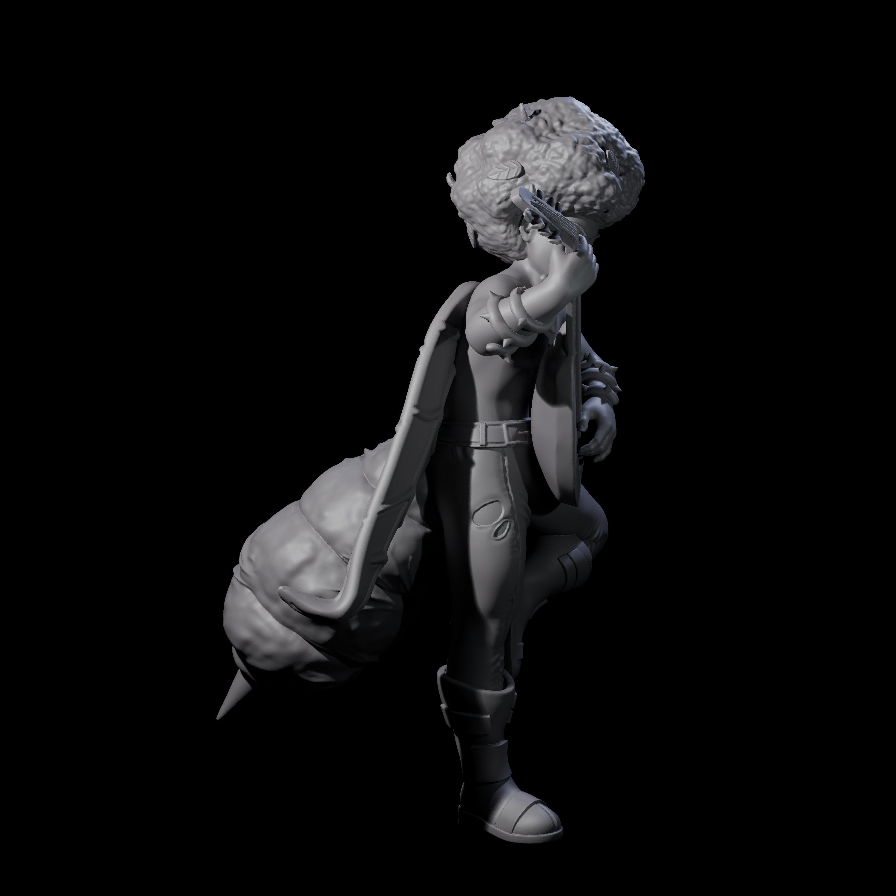 Crazy Hair Bard Miniature for Dungeons and Dragons, Pathfinder or other TTRPGs