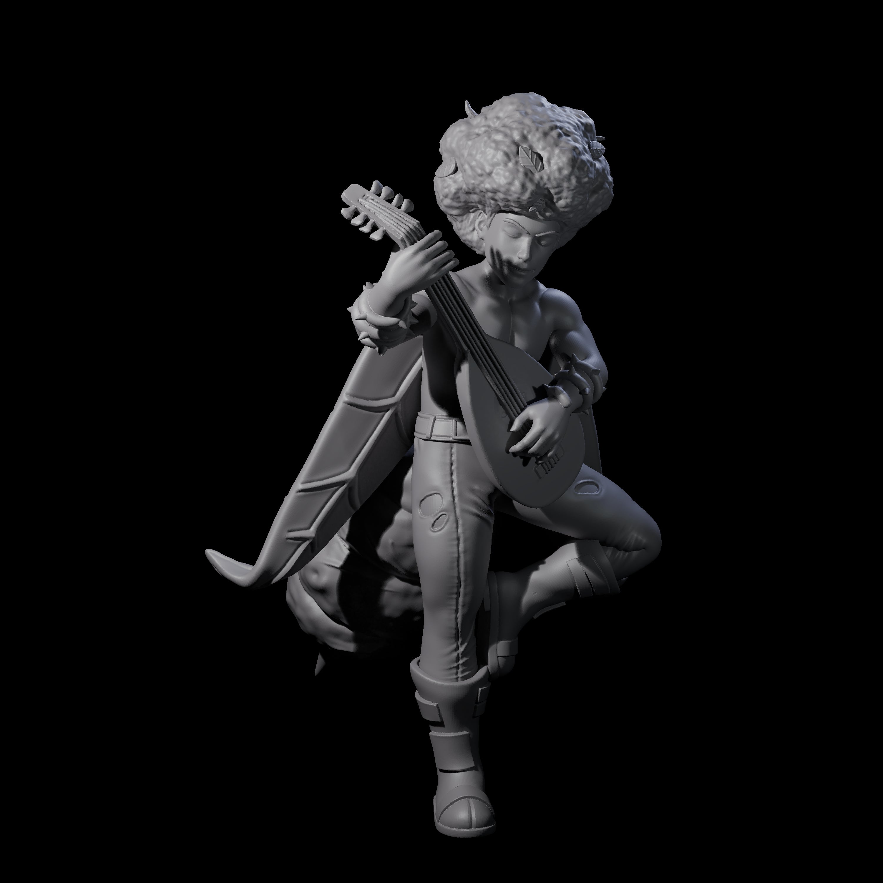 Crazy Hair Bard Miniature for Dungeons and Dragons, Pathfinder or other TTRPGs