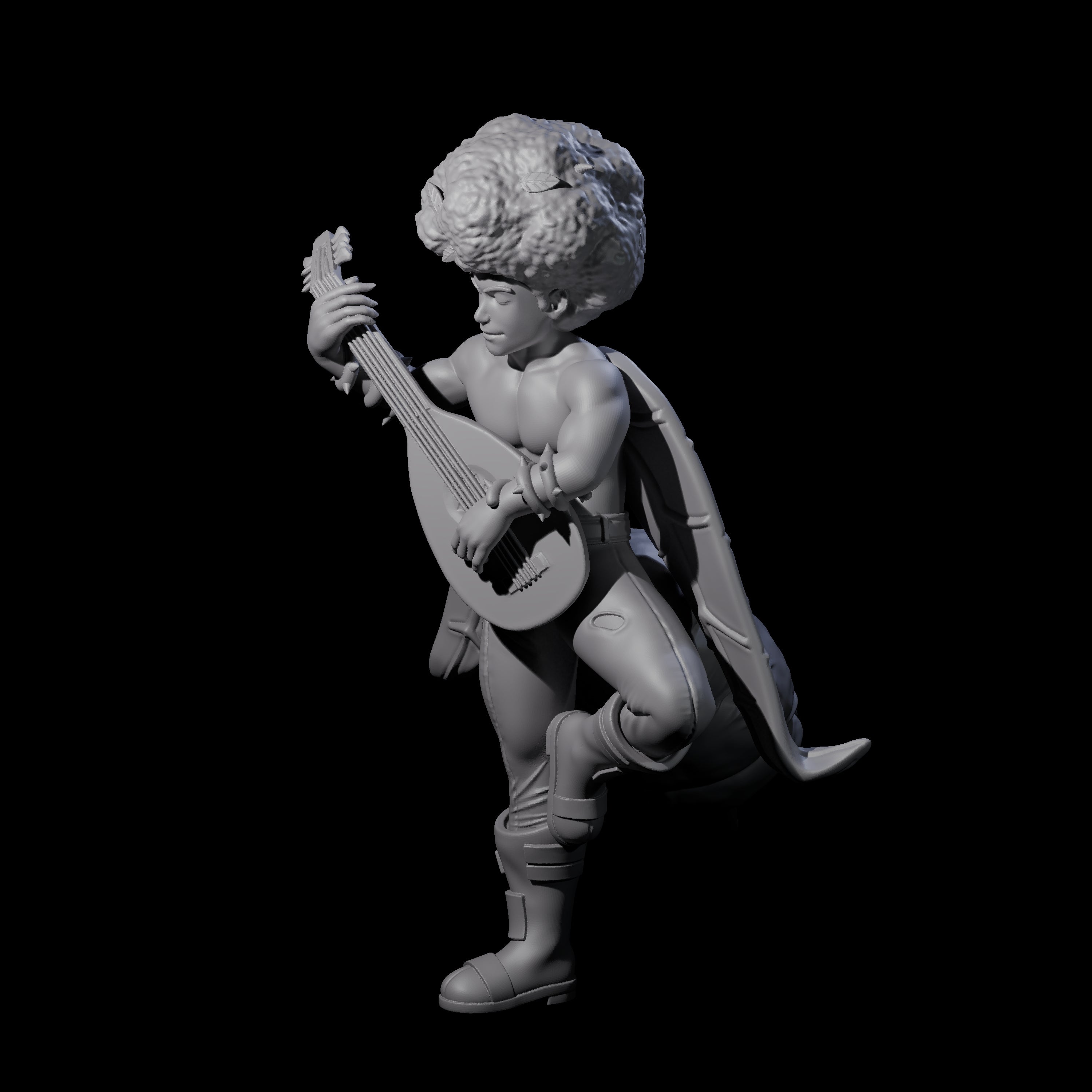 Crazy Hair Bard Miniature for Dungeons and Dragons, Pathfinder or other TTRPGs