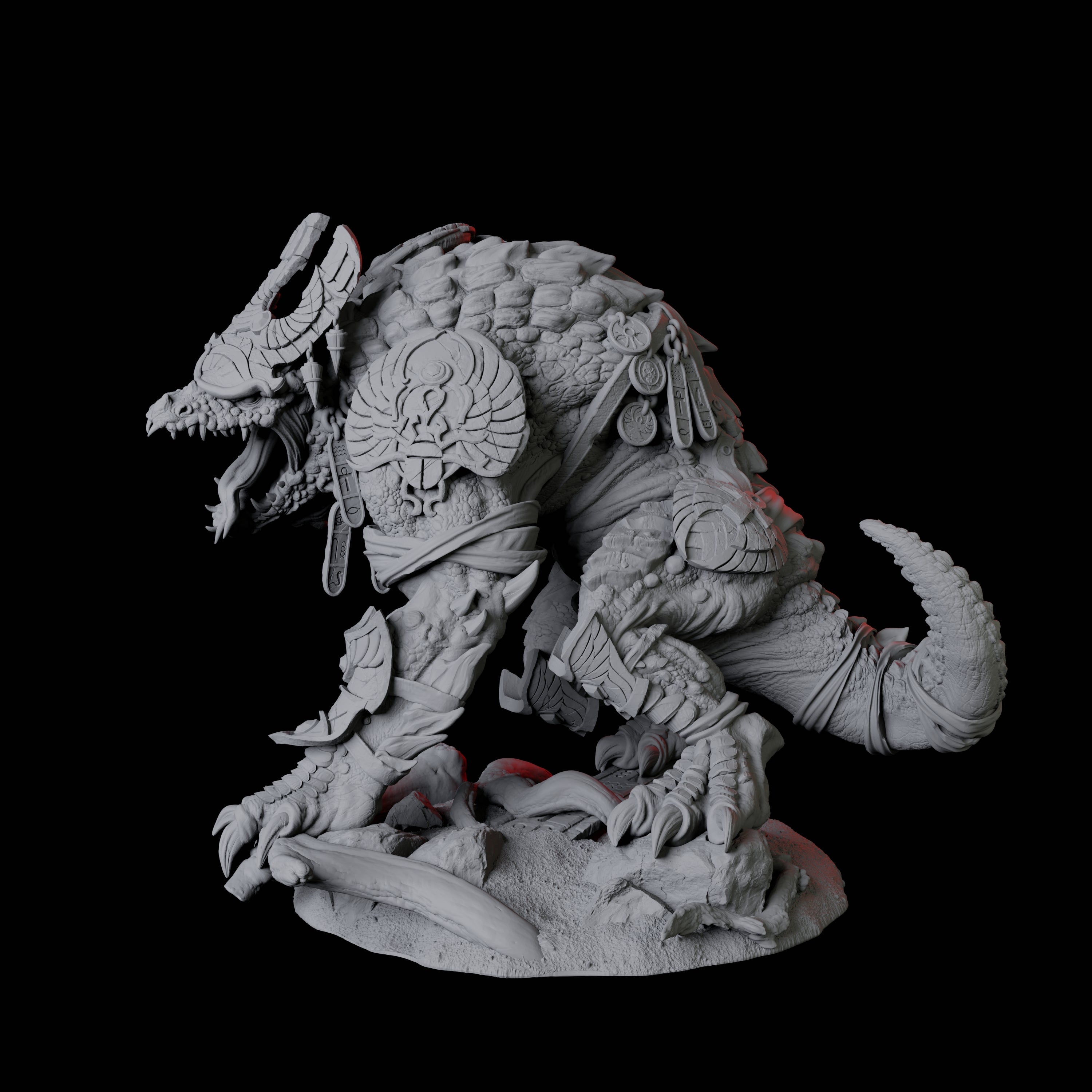 Crocodile Lizardfolk Warrior B Miniature for Dungeons and Dragons, Pathfinder or other TTRPGs