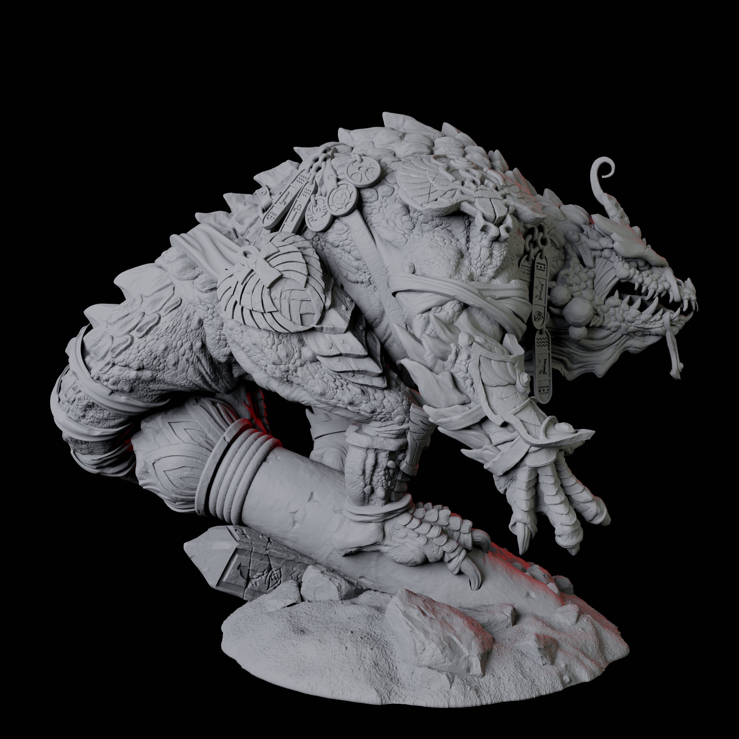 Crocodile Lizardfolk Warrior C Miniature for Dungeons and Dragons, Pathfinder or other TTRPGs