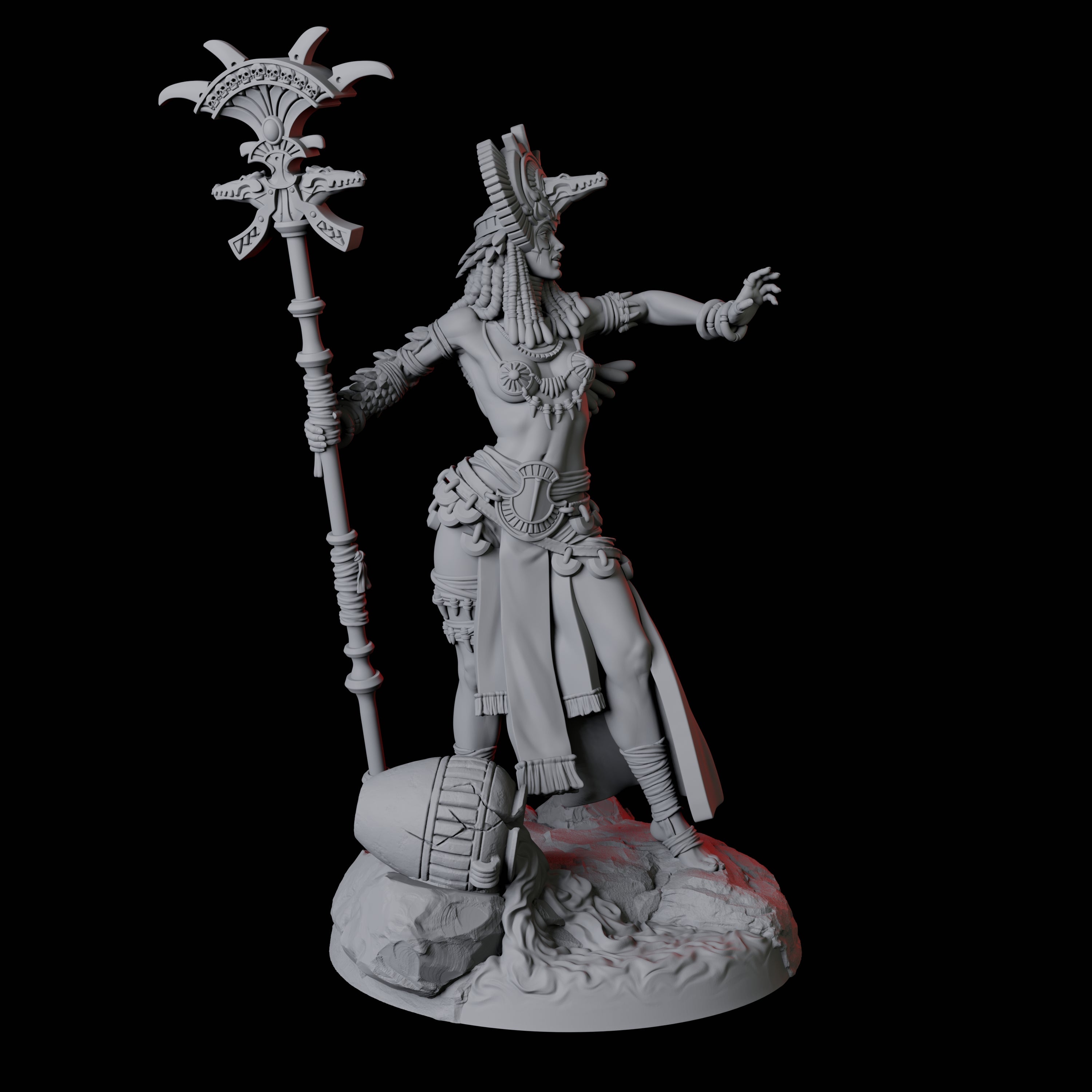 Crocodile Worshipping Priestess B Miniature for Dungeons and Dragons, Pathfinder or other TTRPGs