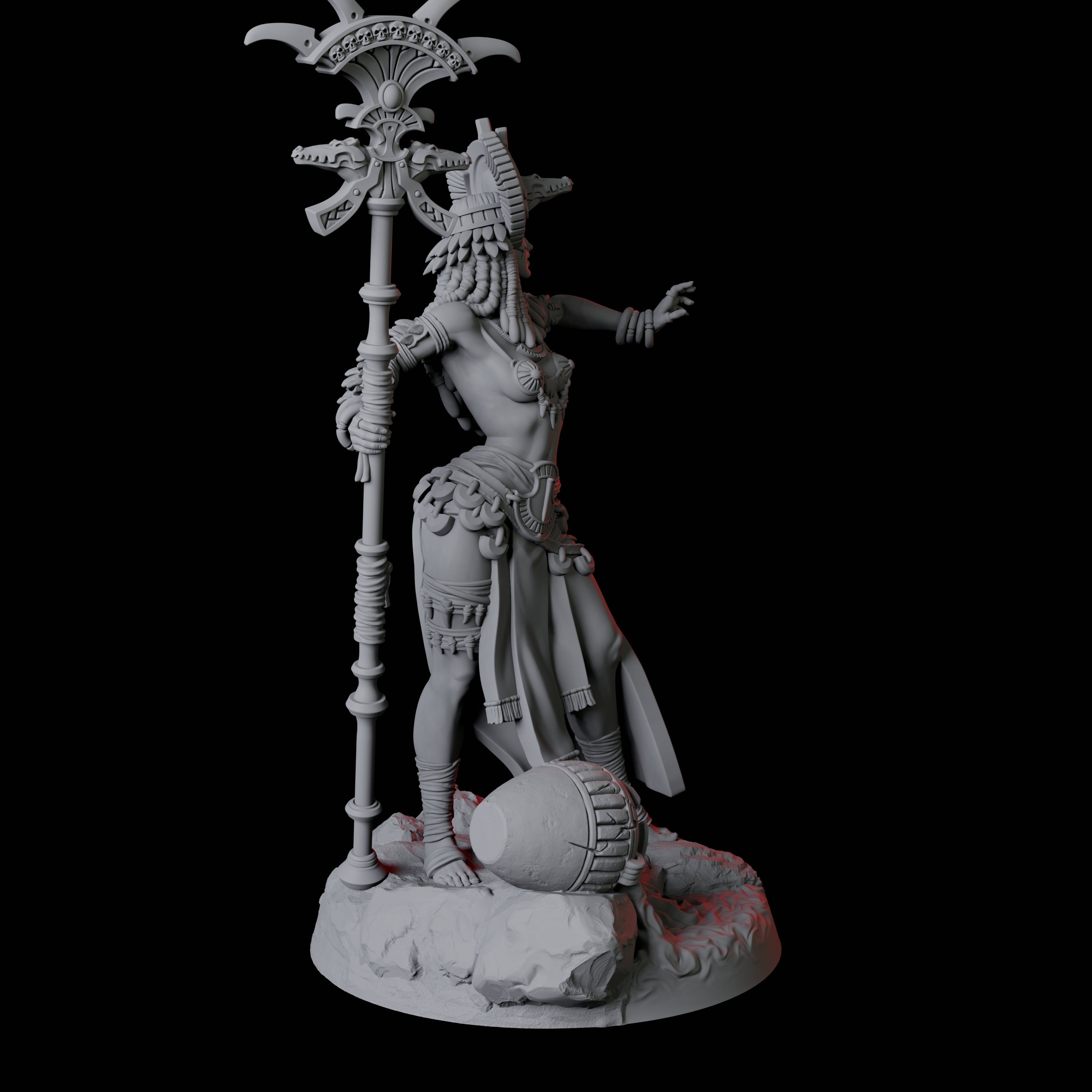 Crocodile Worshipping Priestess B Miniature for Dungeons and Dragons, Pathfinder or other TTRPGs