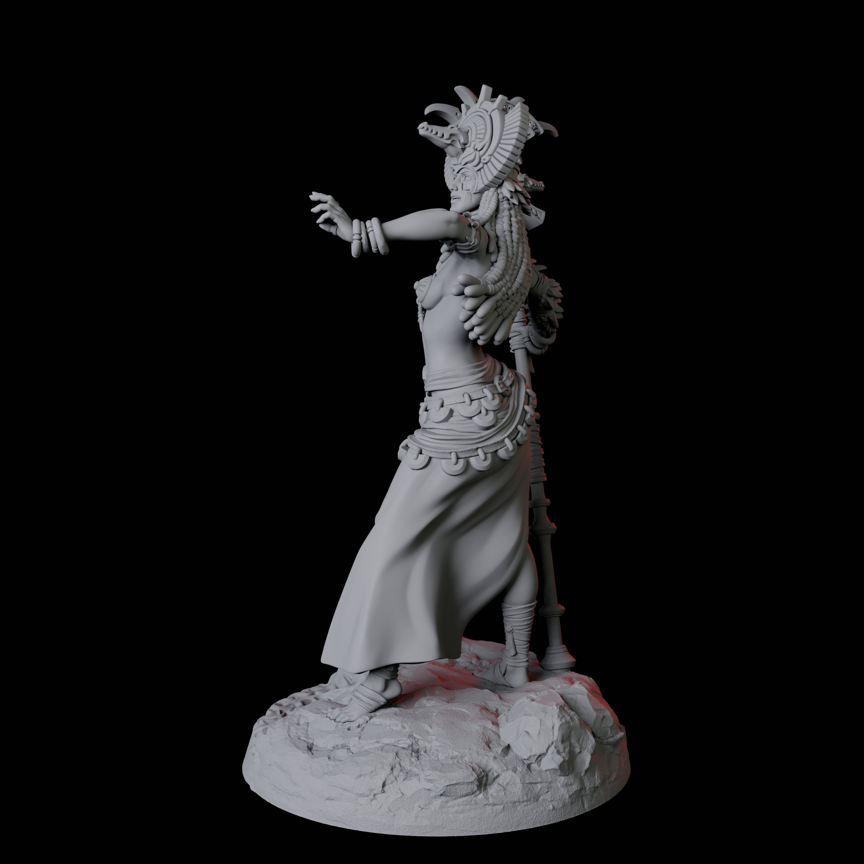 Crocodile Worshipping Priestess B Miniature for Dungeons and Dragons, Pathfinder or other TTRPGs