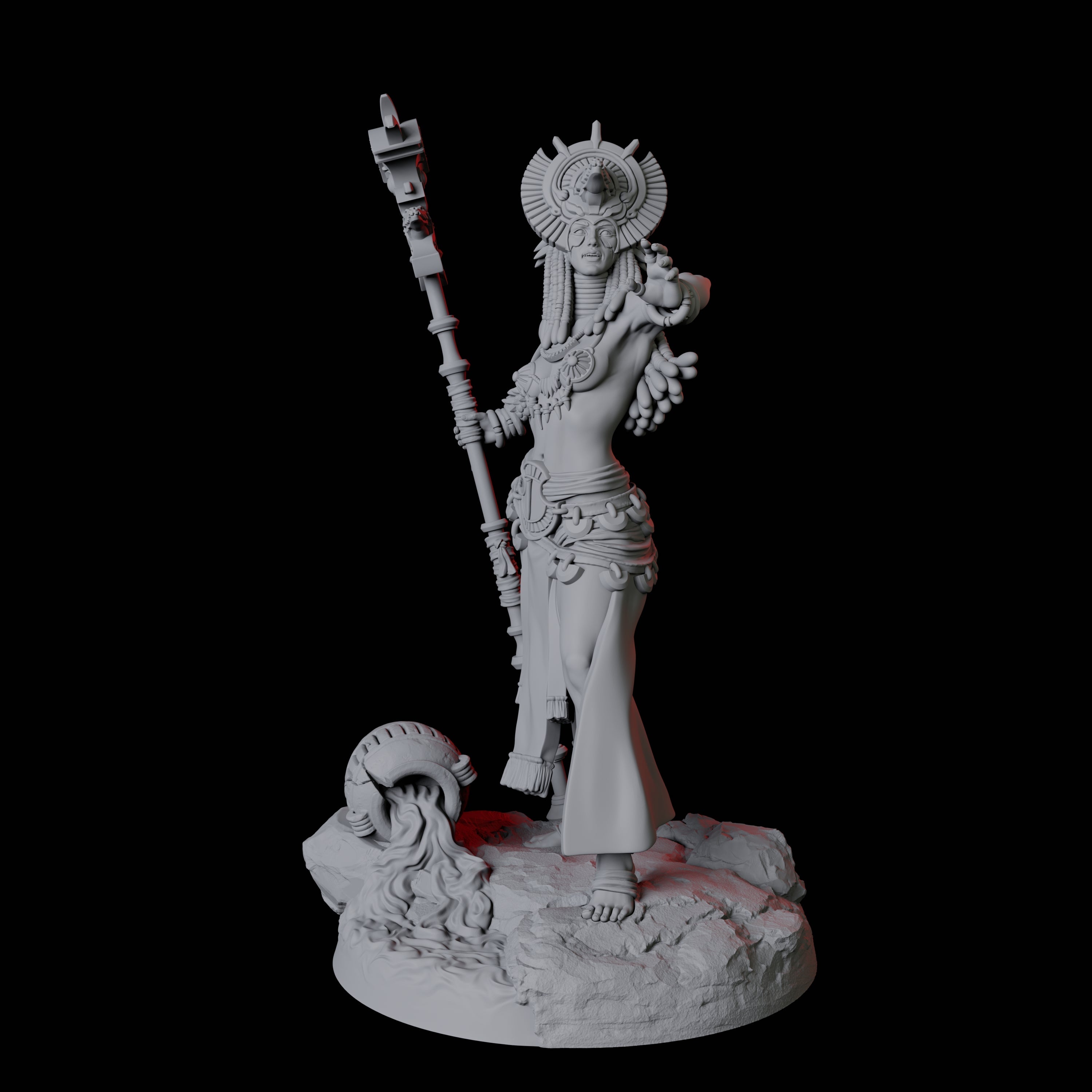 Crocodile Worshipping Priestess B Miniature for Dungeons and Dragons, Pathfinder or other TTRPGs