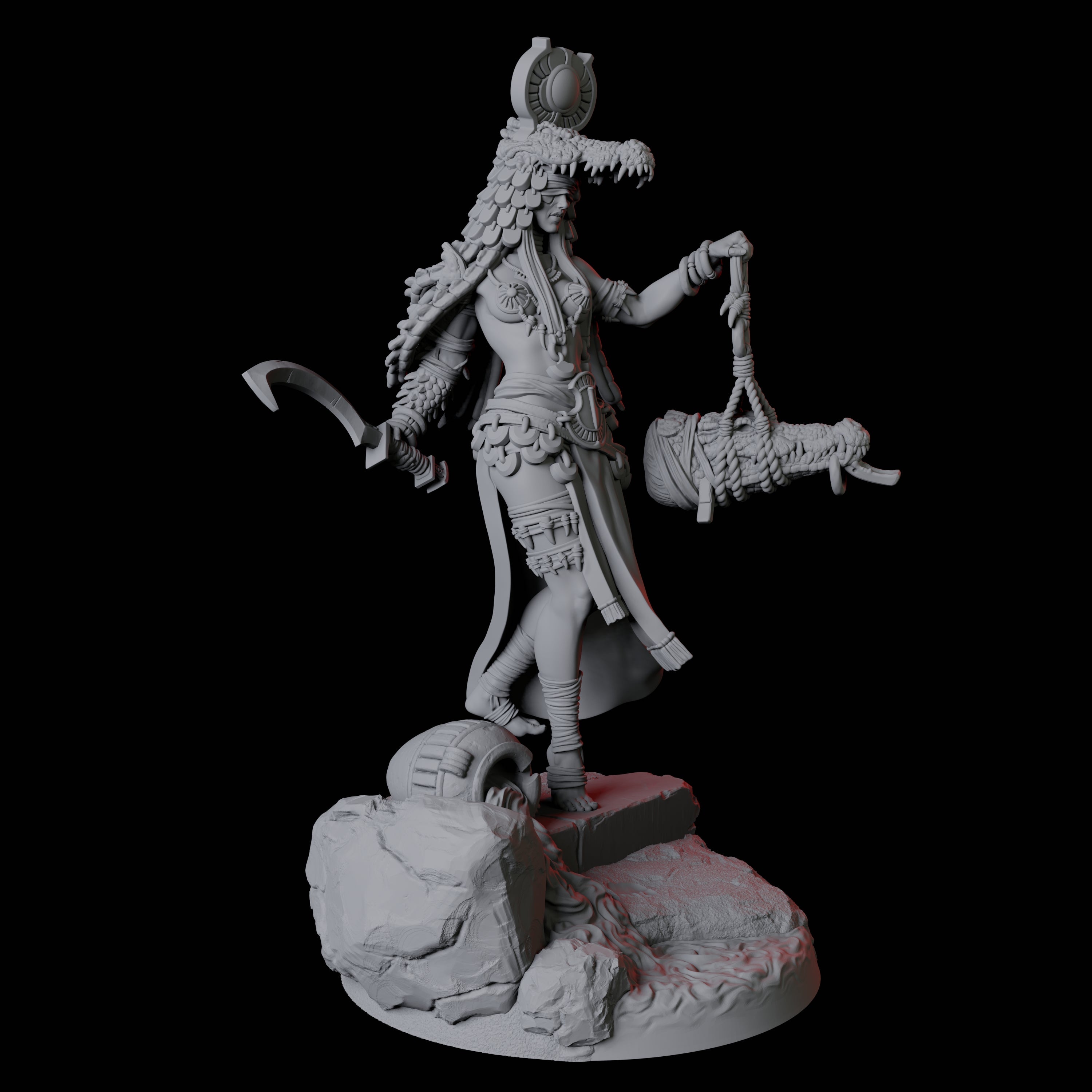 Crocodile Worshipping Priestess C Miniature for Dungeons and Dragons, Pathfinder or other TTRPGs