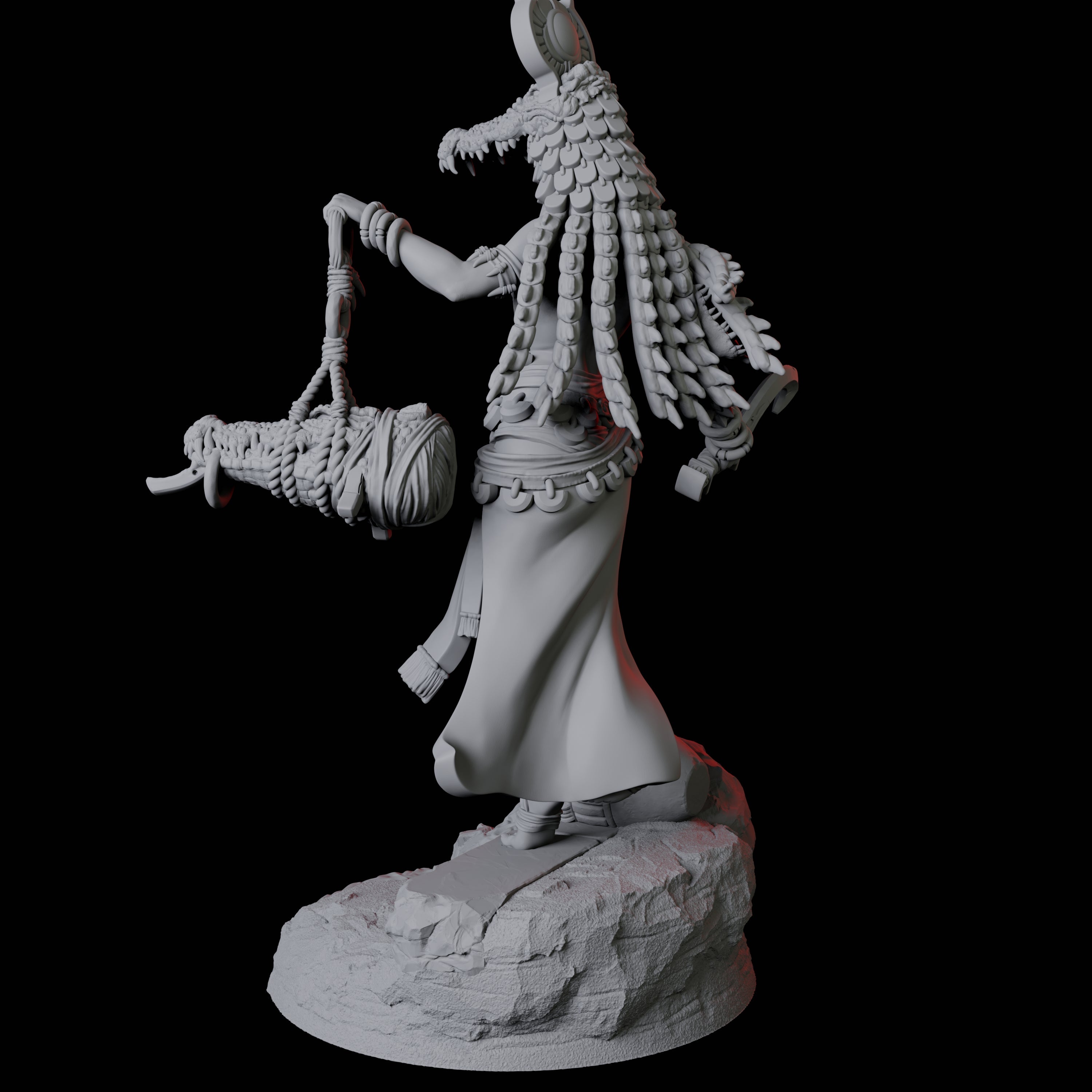 Crocodile Worshipping Priestess C Miniature for Dungeons and Dragons, Pathfinder or other TTRPGs