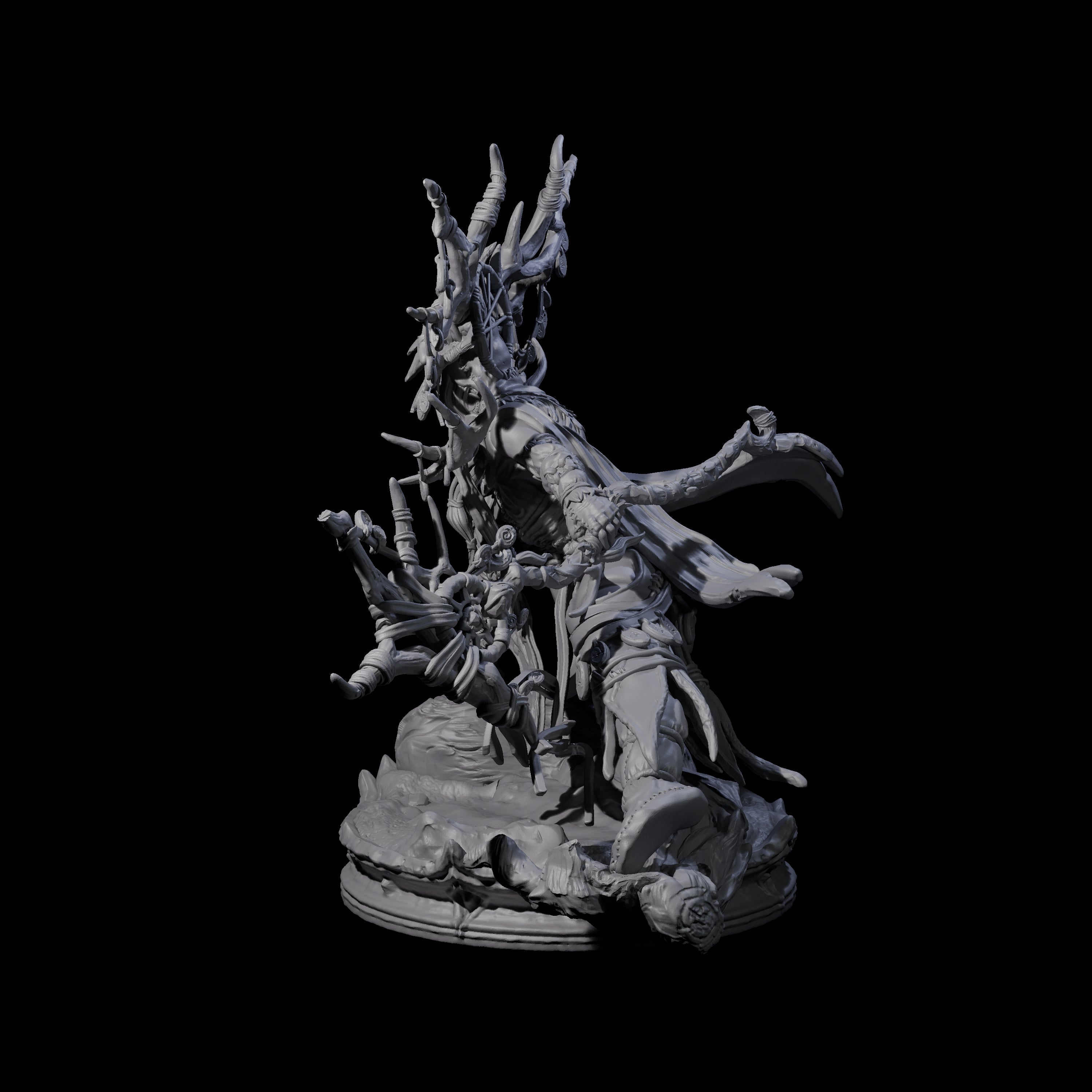 Crouching Dark Elf Master Druid Miniature for Dungeons and Dragons, Pathfinder or other TTRPGs