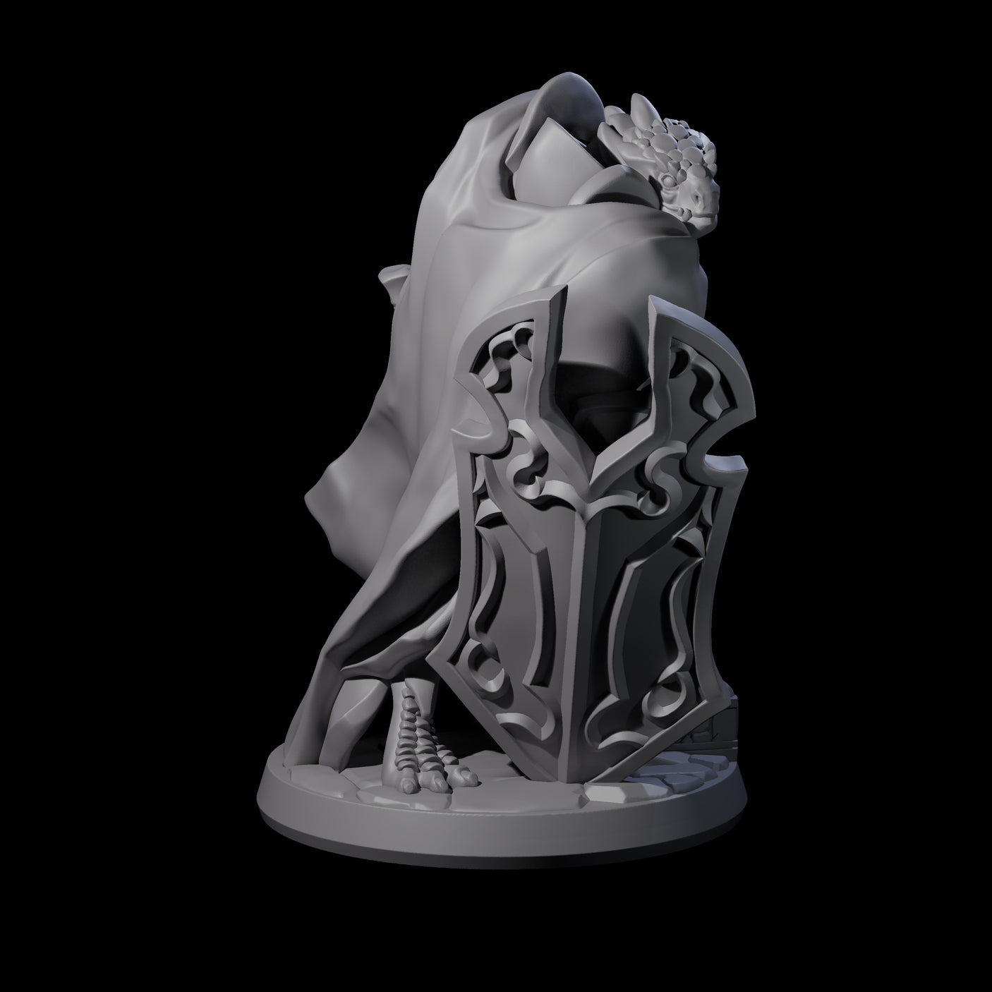 Crouching Dragonborn Paladin Miniature for Dungeons and Dragons, Pathfinder or other TTRPGs