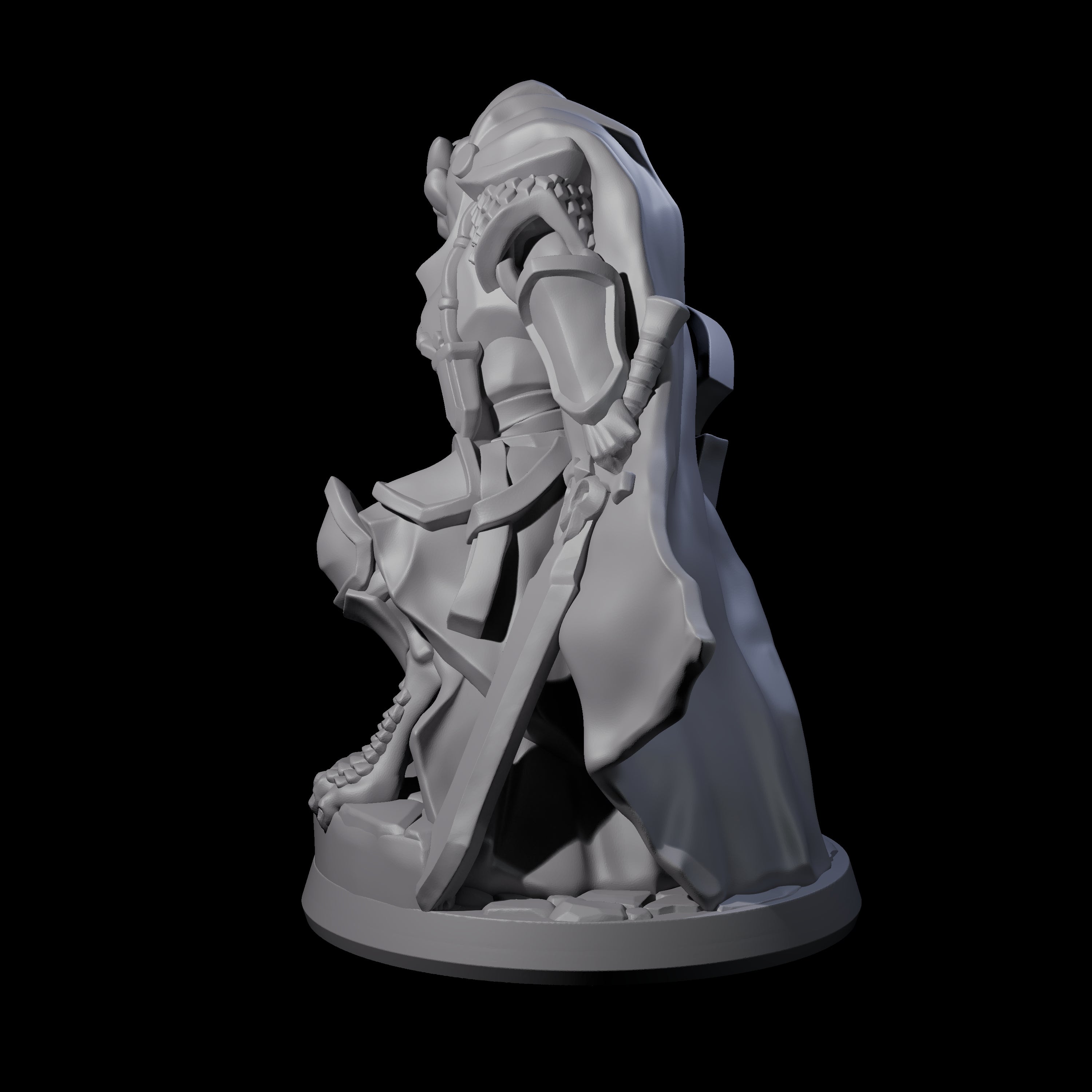 Crouching Dragonborn Paladin Miniature for Dungeons and Dragons, Pathfinder or other TTRPGs