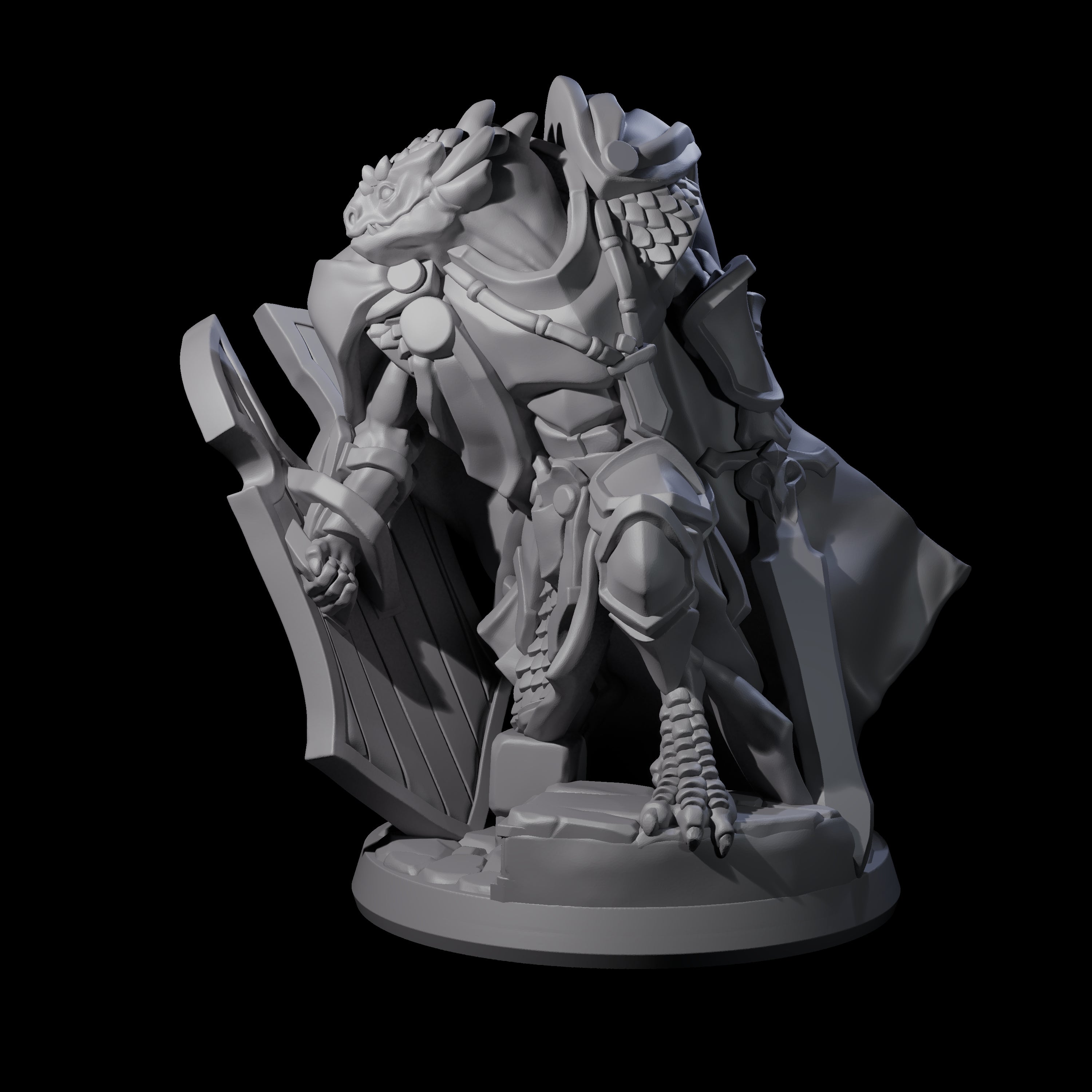 Crouching Dragonborn Paladin Miniature for Dungeons and Dragons, Pathfinder or other TTRPGs