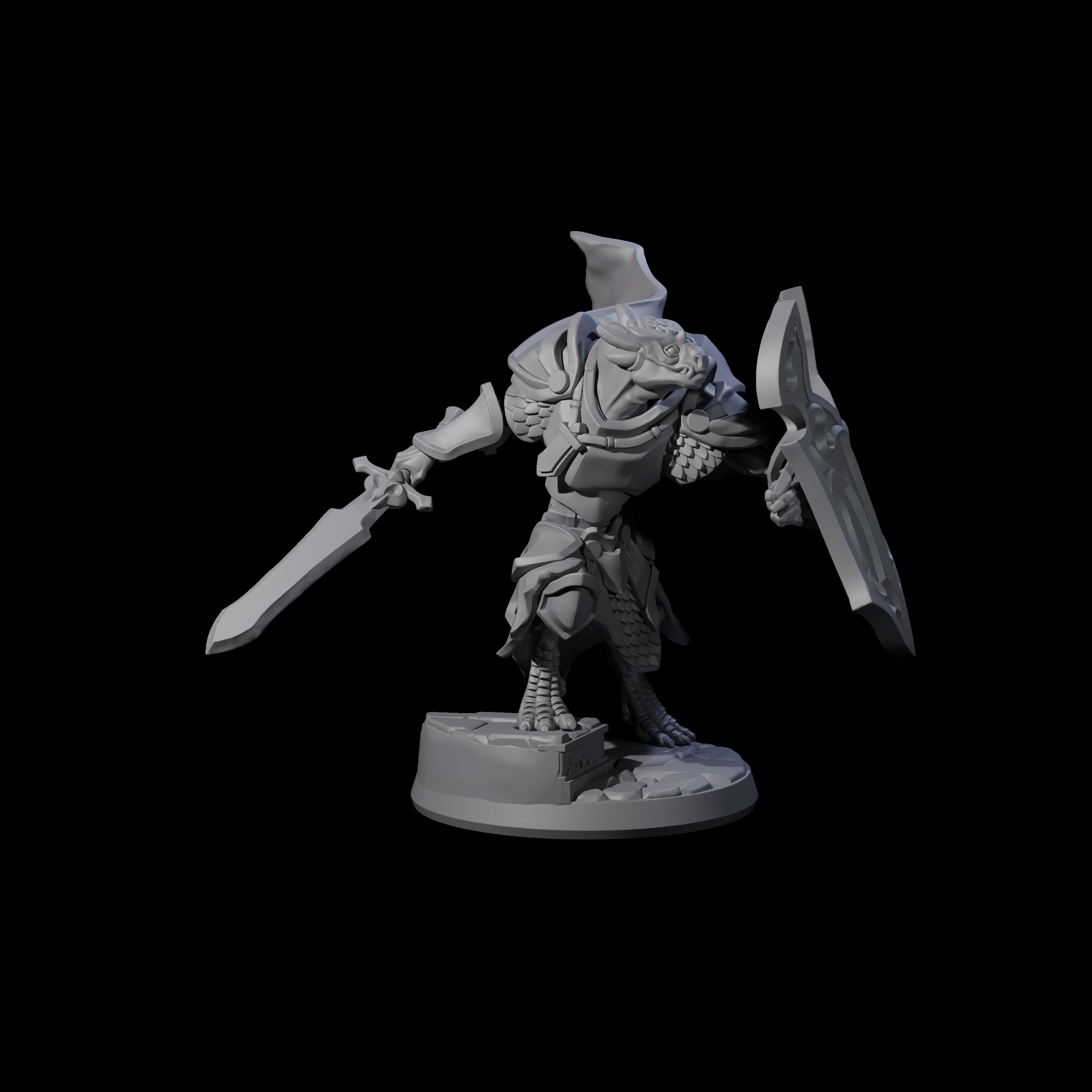 Crouching Dragonborn Paladin Miniature for Dungeons and Dragons, Pathfinder or other TTRPGs