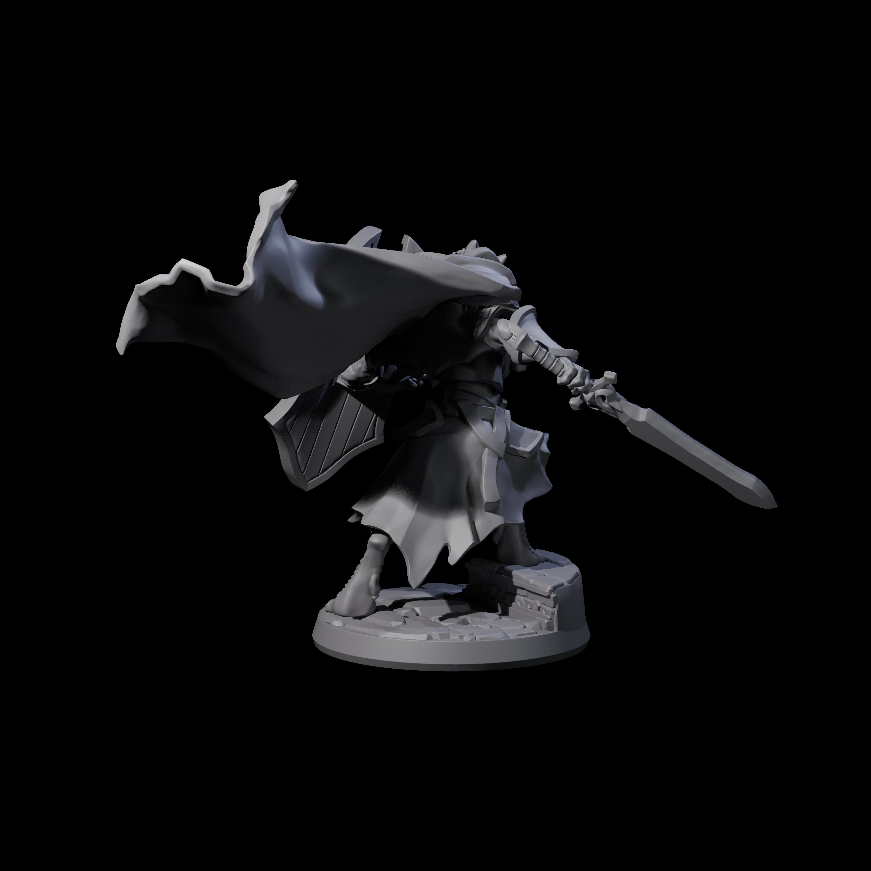 Crouching Dragonborn Paladin Miniature for Dungeons and Dragons, Pathfinder or other TTRPGs