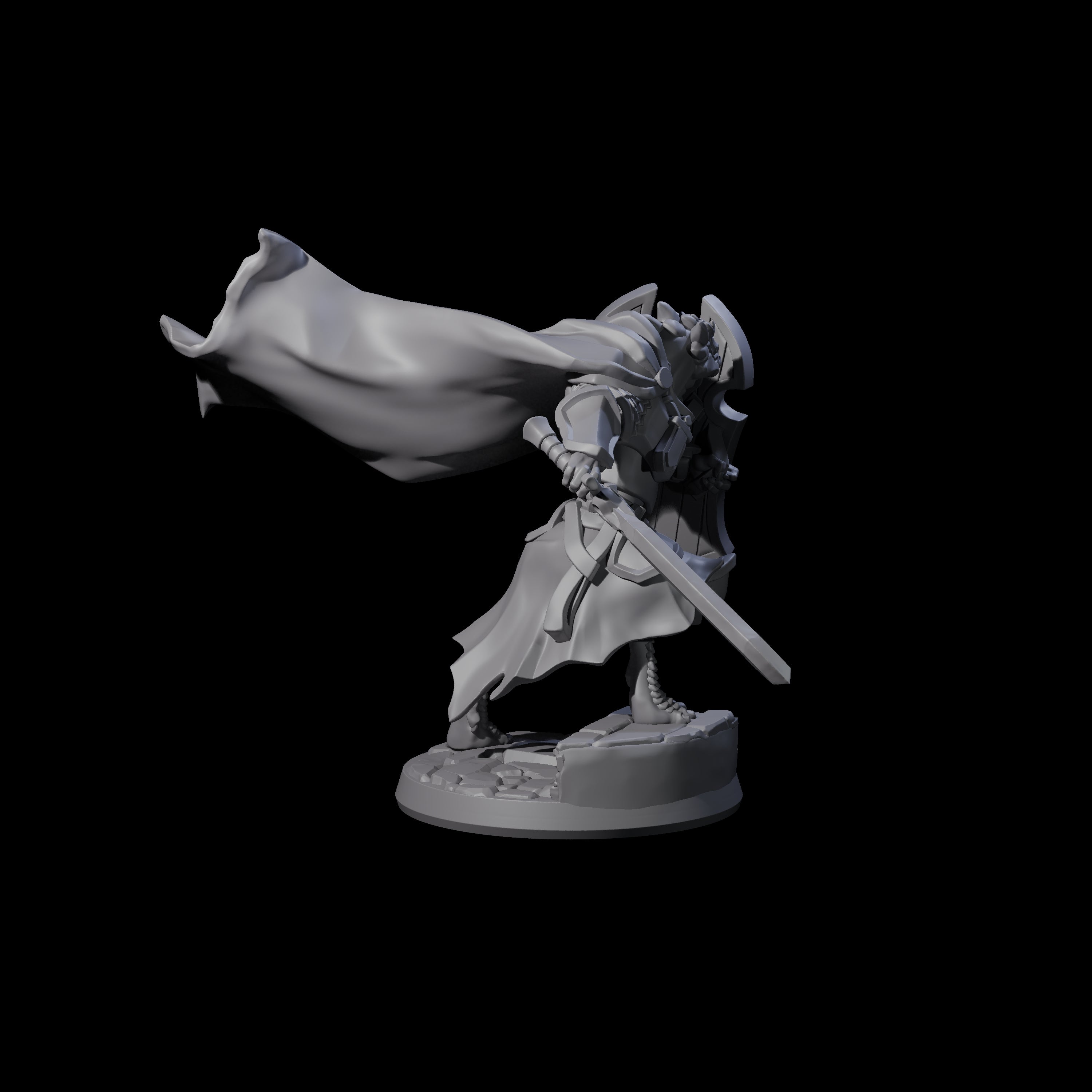 Crouching Dragonborn Paladin Miniature for Dungeons and Dragons, Pathfinder or other TTRPGs