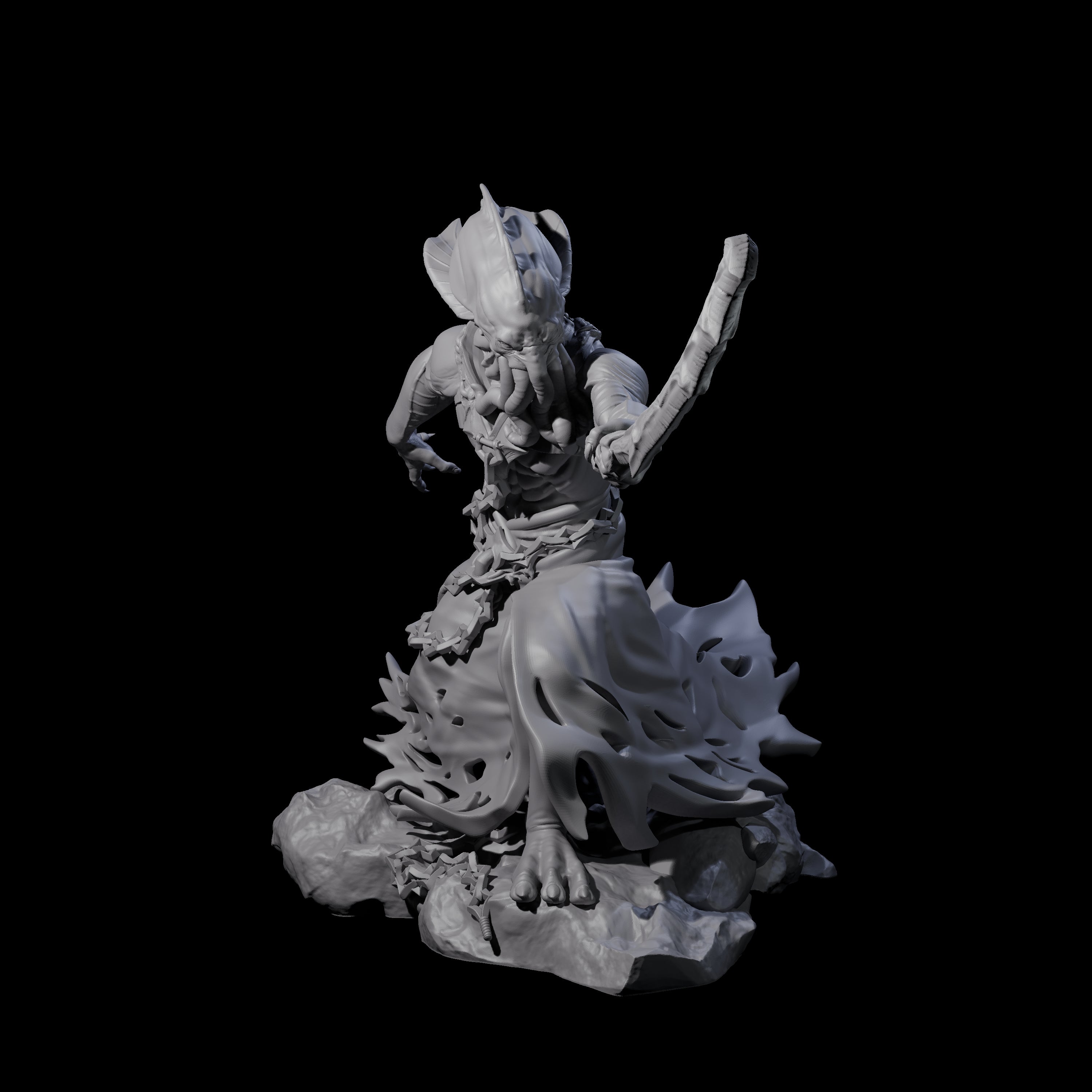 Crouching Mind Flayer Warrior A Miniature for Dungeons and Dragons, Pathfinder or other TTRPGs