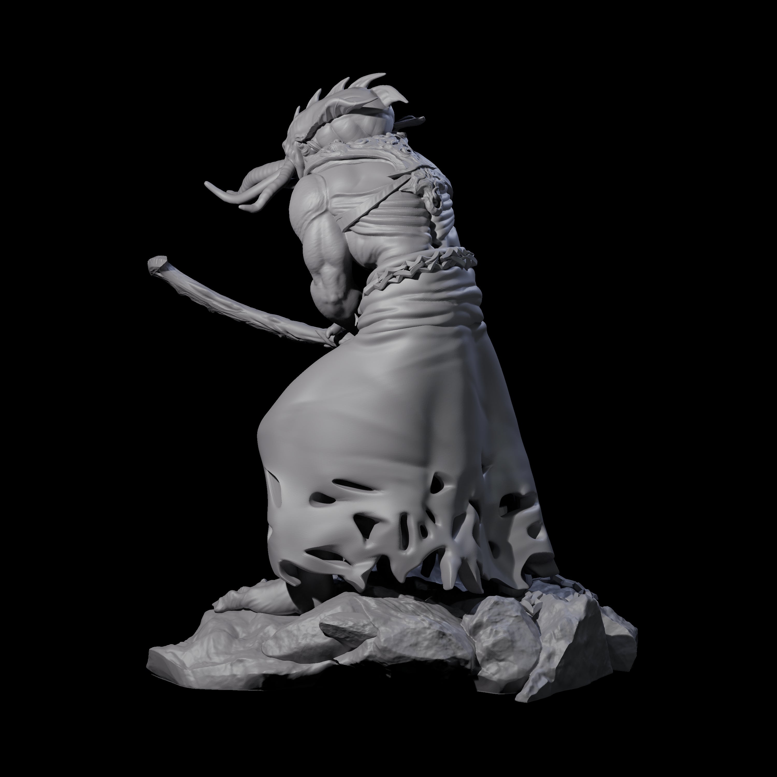 Crouching Mind Flayer Warrior B Miniature for Dungeons and Dragons, Pathfinder or other TTRPGs