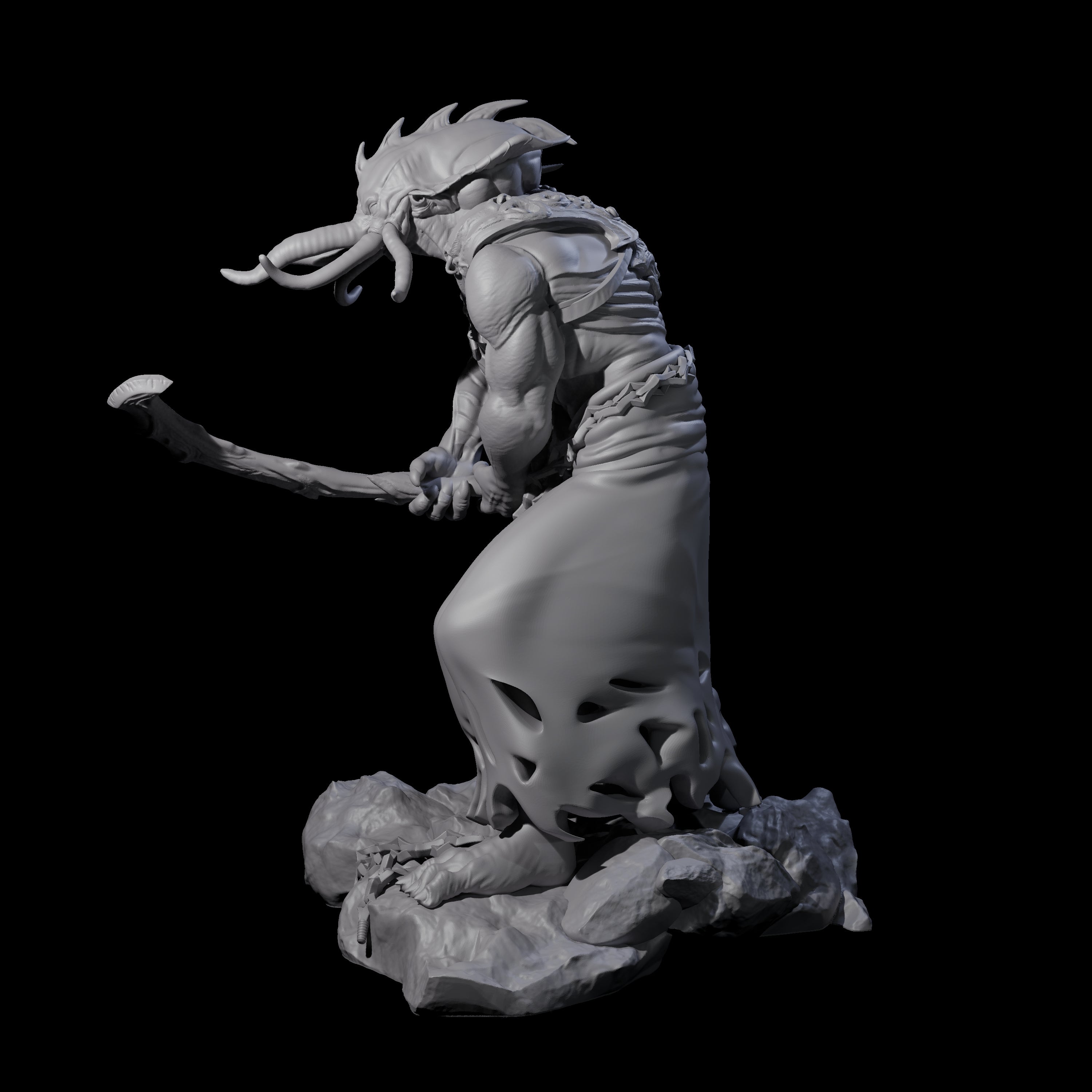 Crouching Mind Flayer Warrior B Miniature for Dungeons and Dragons, Pathfinder or other TTRPGs