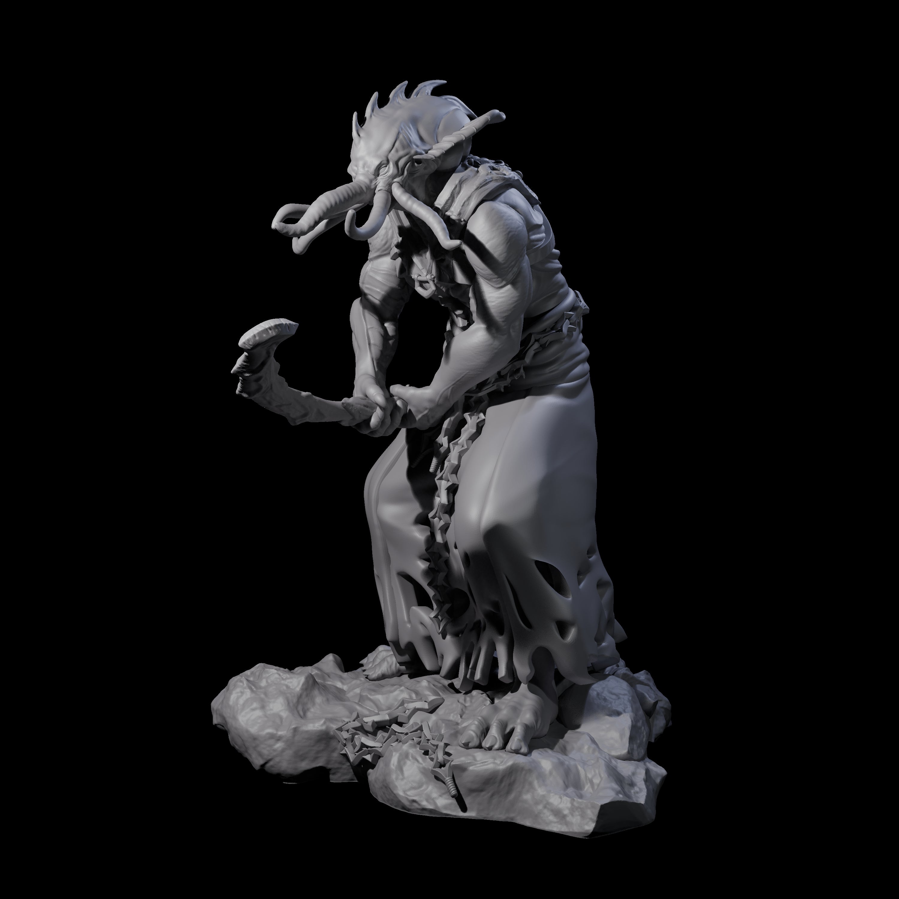 Crouching Mind Flayer Warrior B Miniature for Dungeons and Dragons, Pathfinder or other TTRPGs