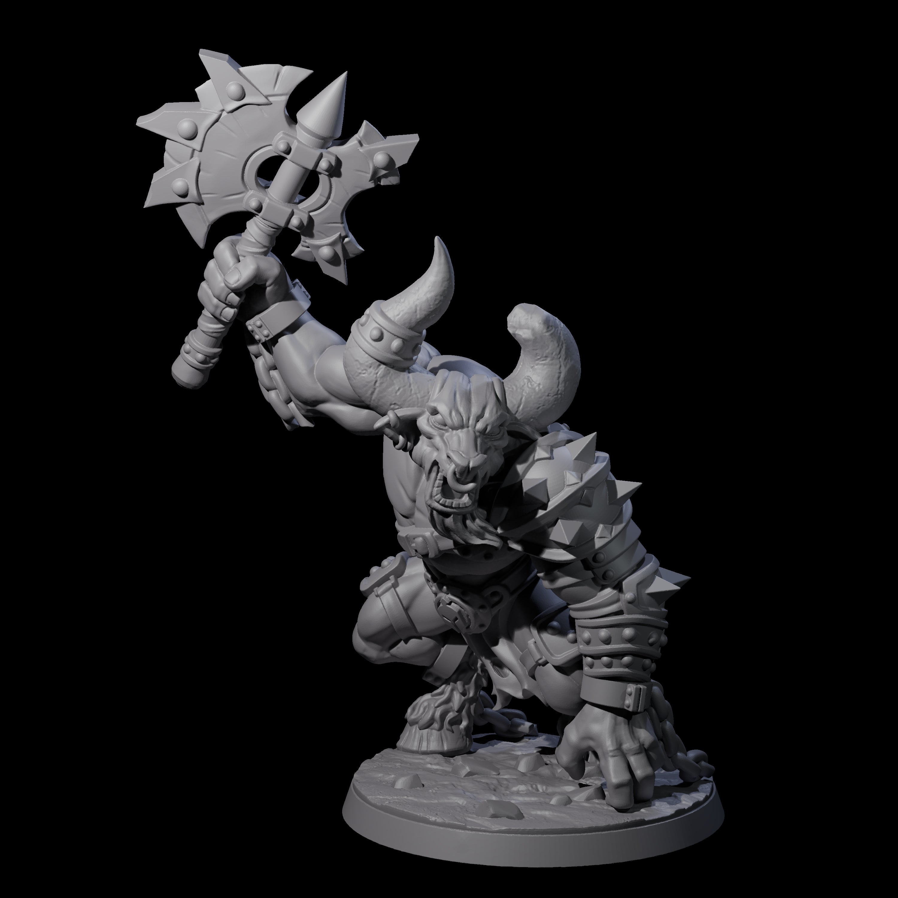 Crouching Minotaur Gladiator Miniature for Dungeons and Dragons, Pathfinder or other TTRPGs