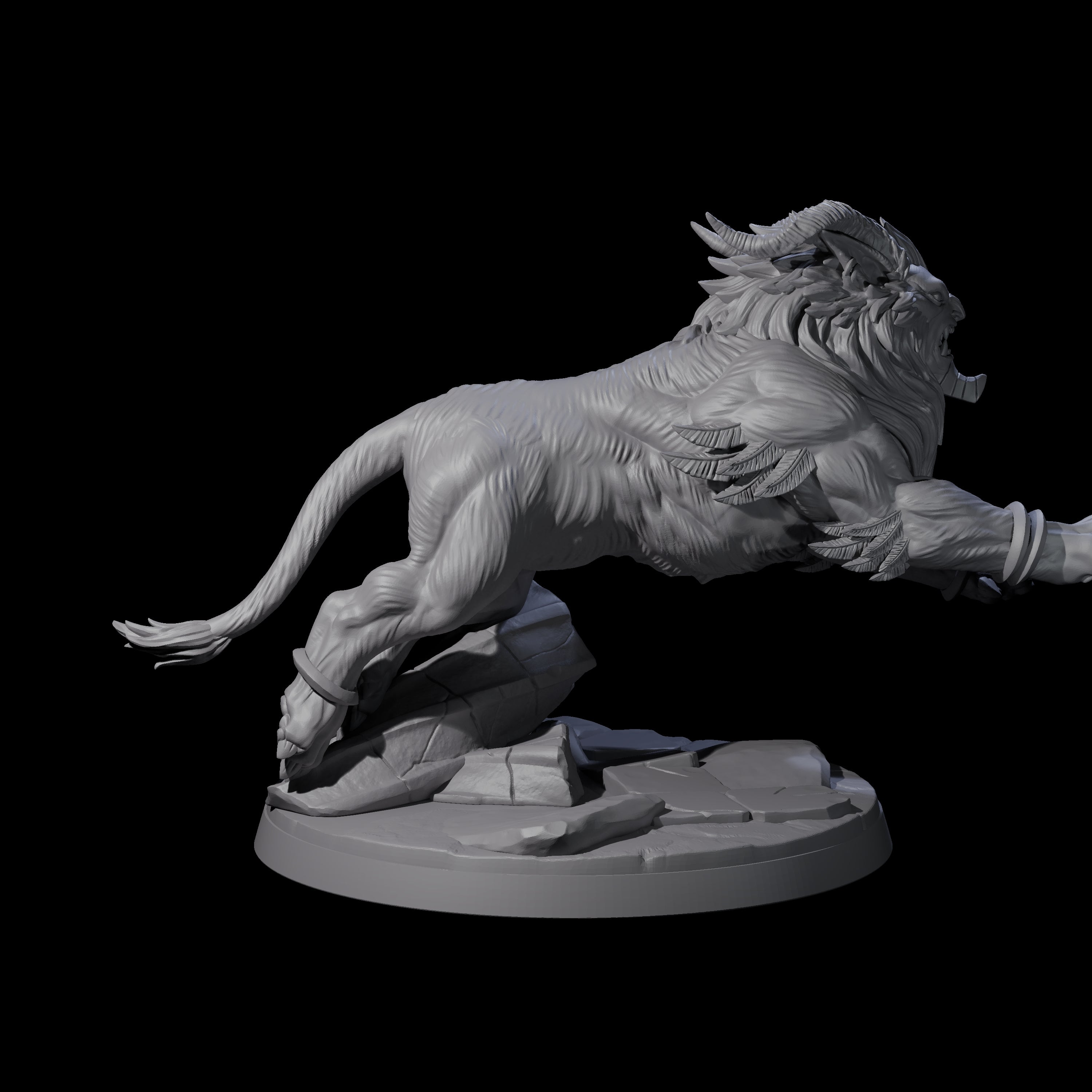 Crouching Sphinx Spawn B Miniature for Dungeons and Dragons, Pathfinder or other TTRPGs