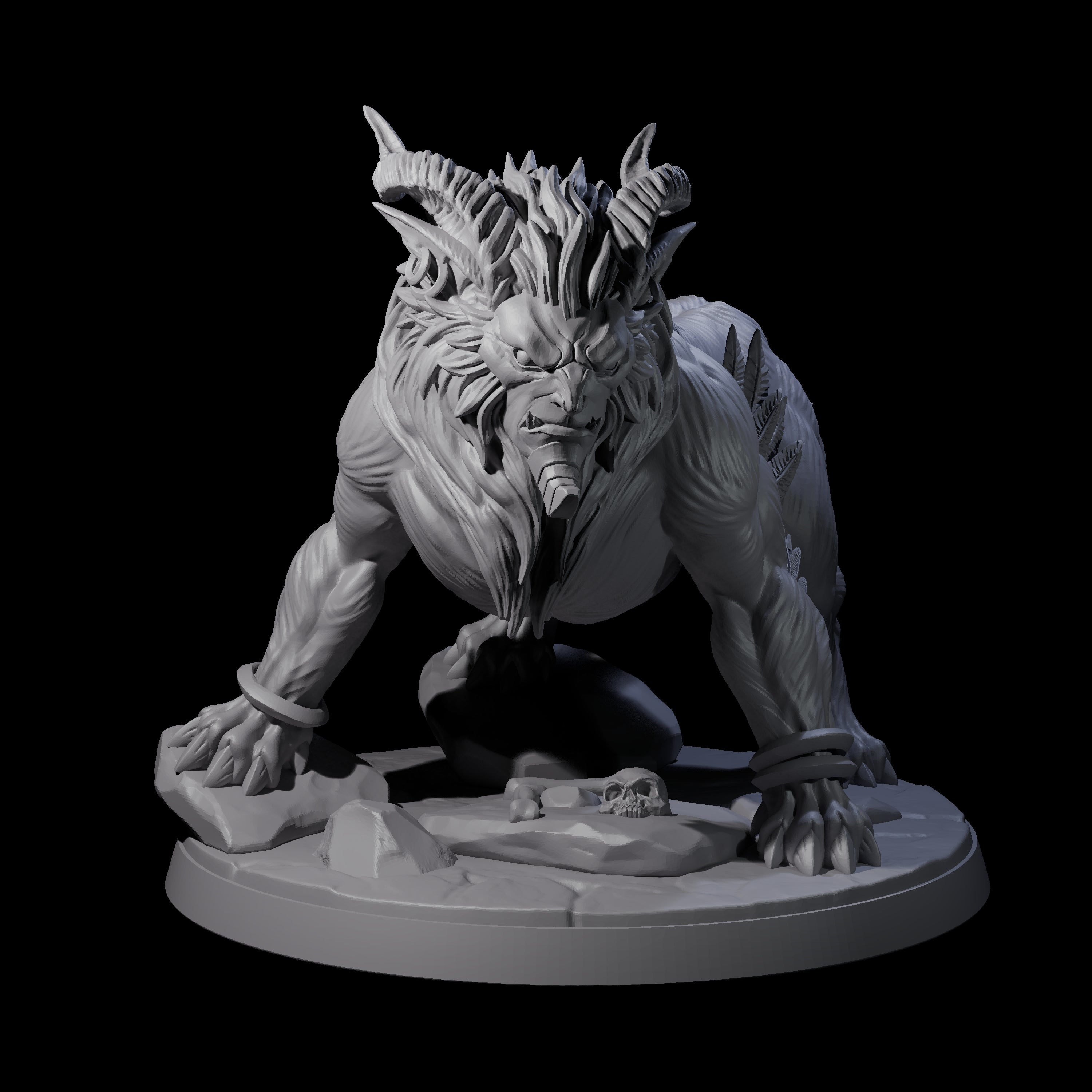 Crouching Sphinx Spawn C Miniature for Dungeons and Dragons, Pathfinder or other TTRPGs