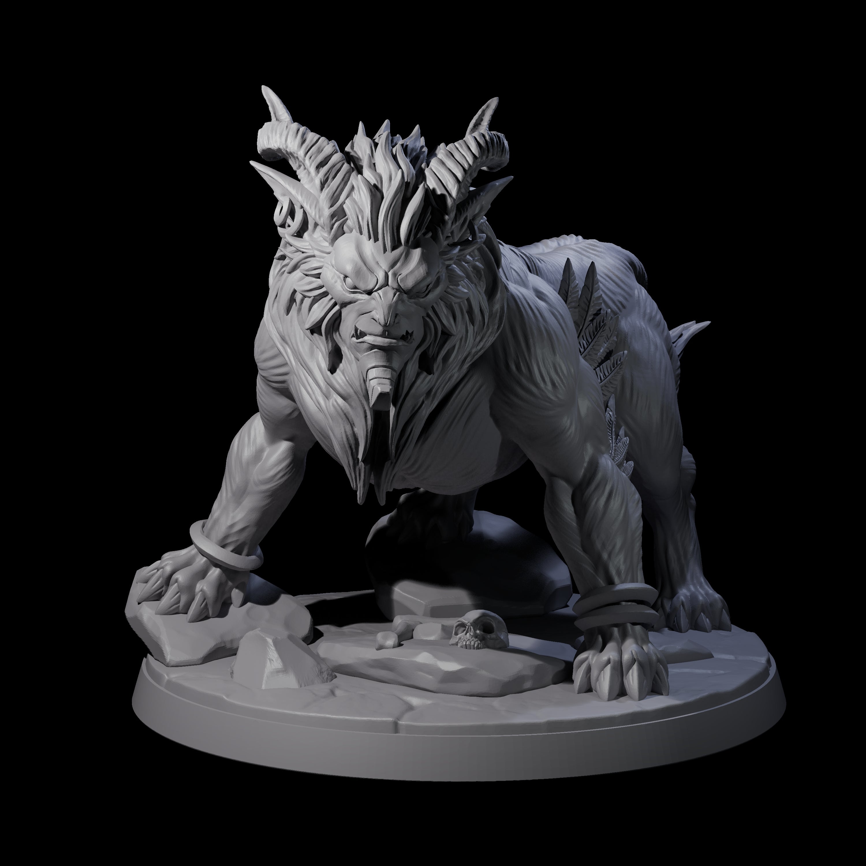 Crouching Sphinx Spawn C Miniature for Dungeons and Dragons, Pathfinder or other TTRPGs