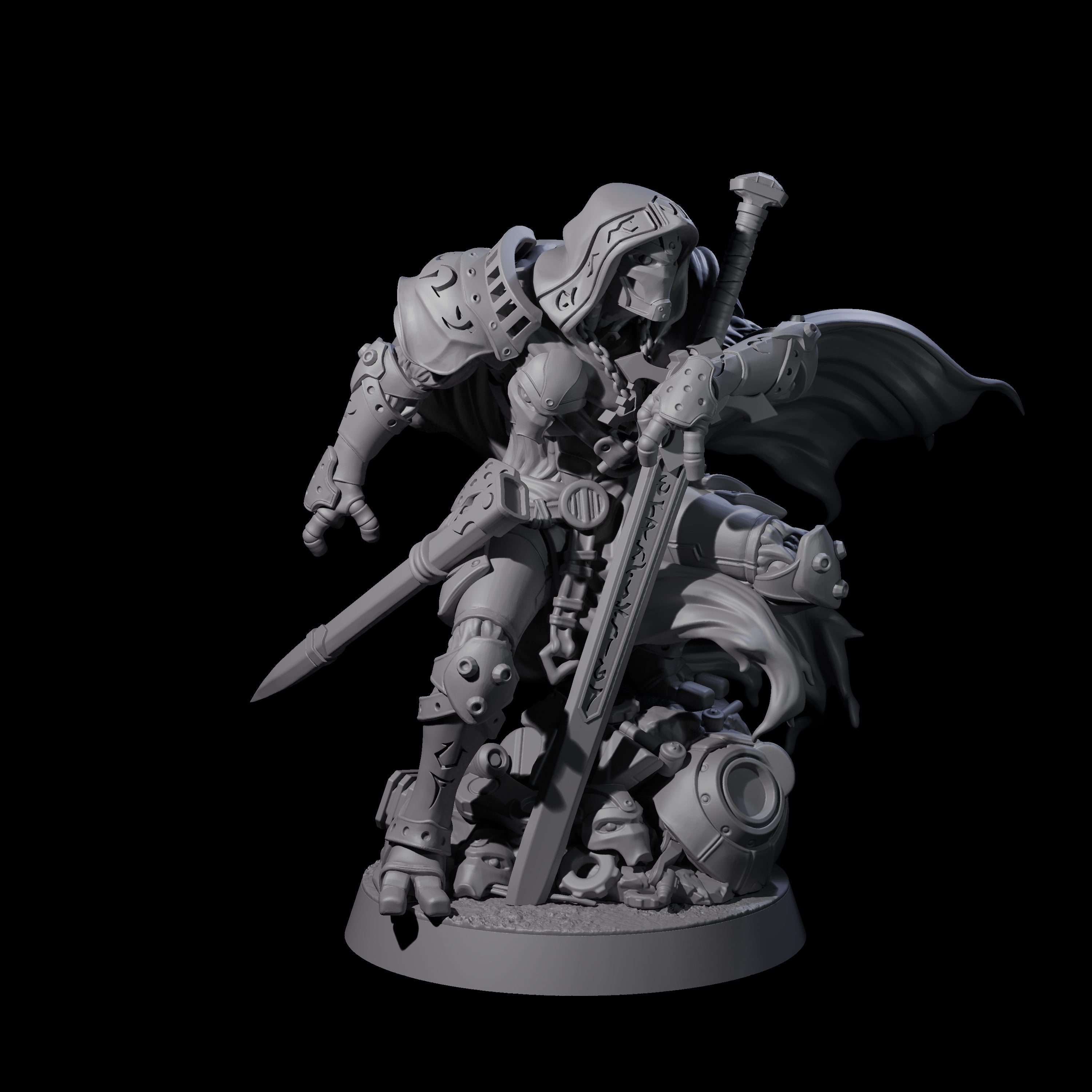 Crouching Warforged Paladin Miniature for Dungeons and Dragons, Pathfinder or other TTRPGs