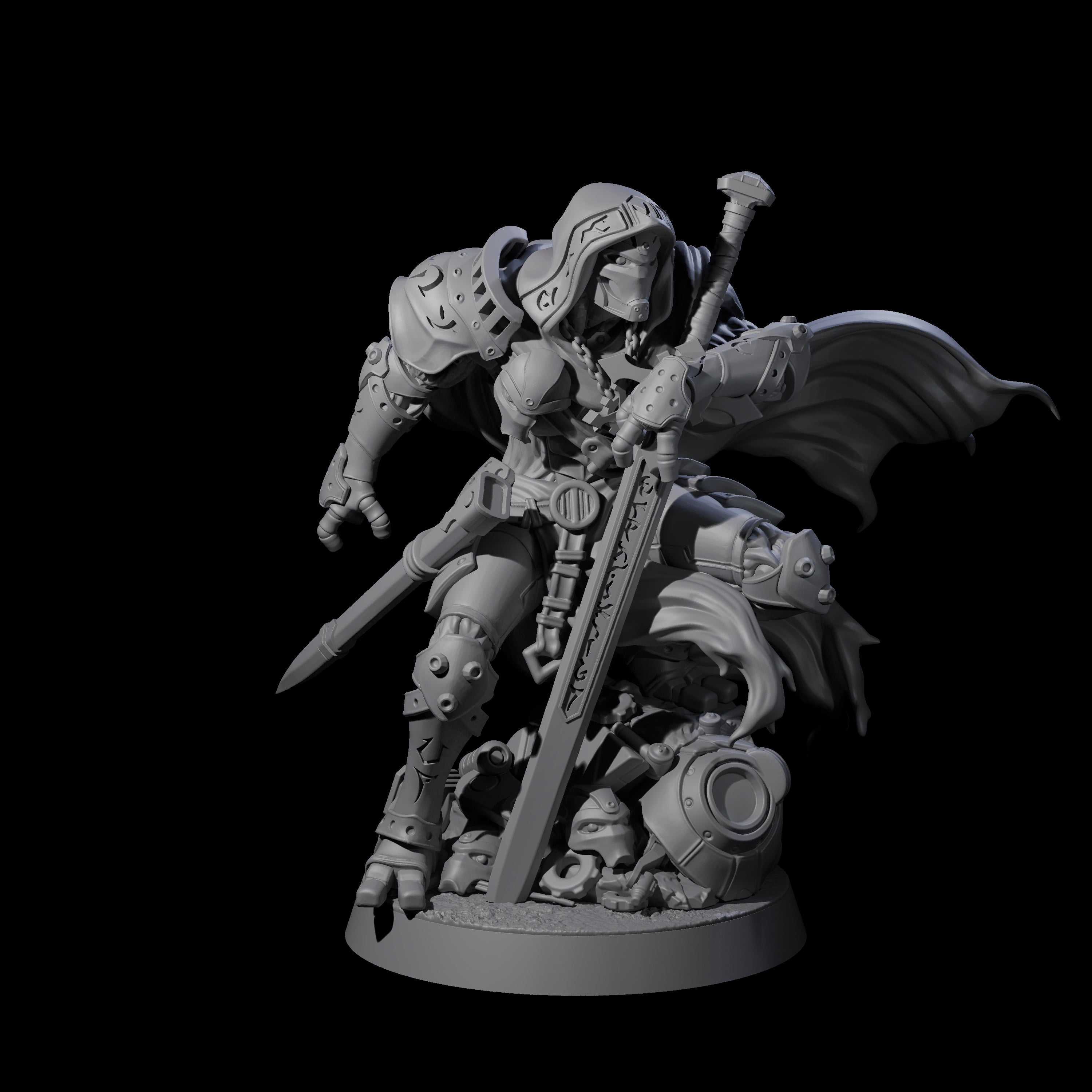 Crouching Warforged Paladin Miniature for Dungeons and Dragons, Pathfinder or other TTRPGs