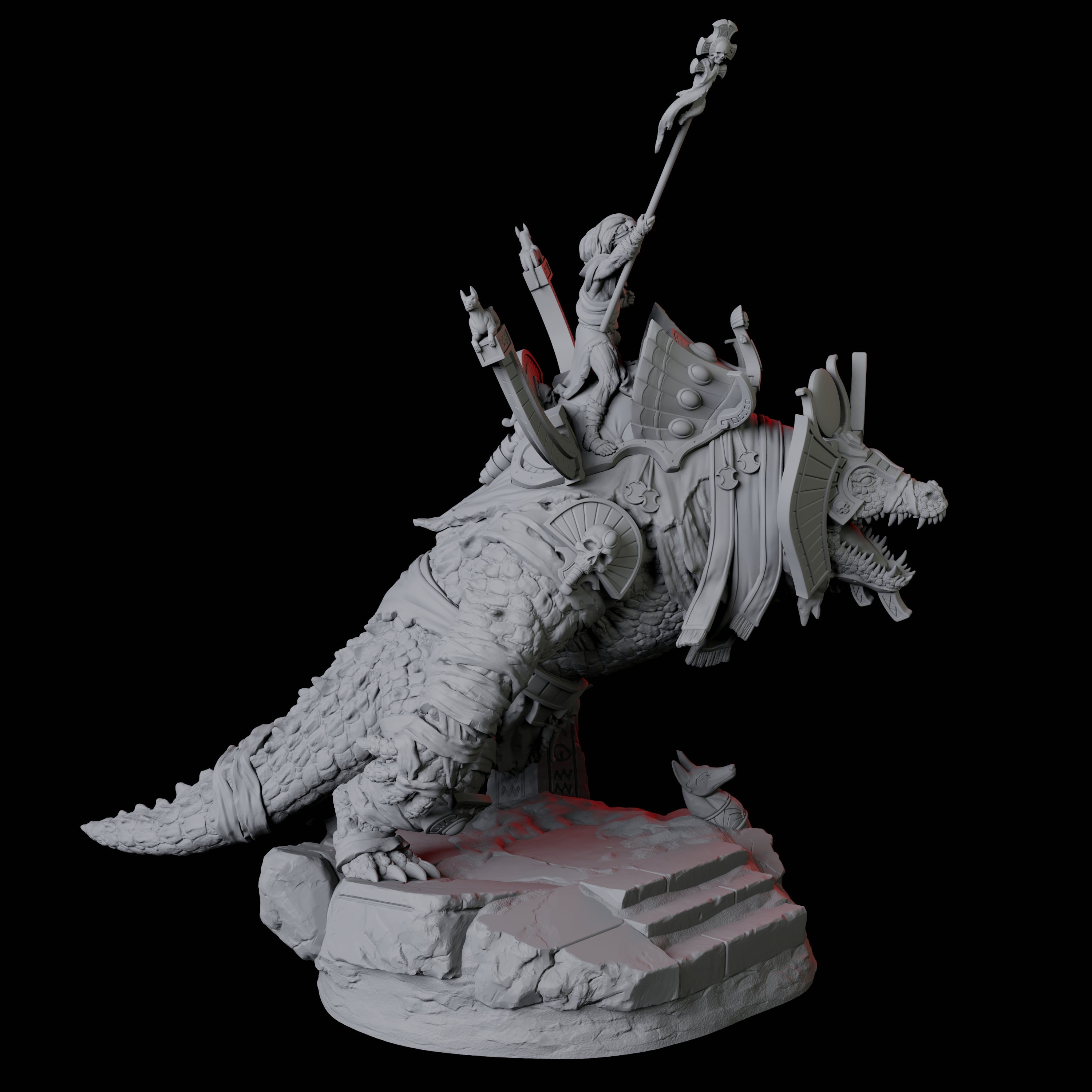 Cultist Riding Giant Crocodile A Miniature for Dungeons and Dragons, Pathfinder or other TTRPGs