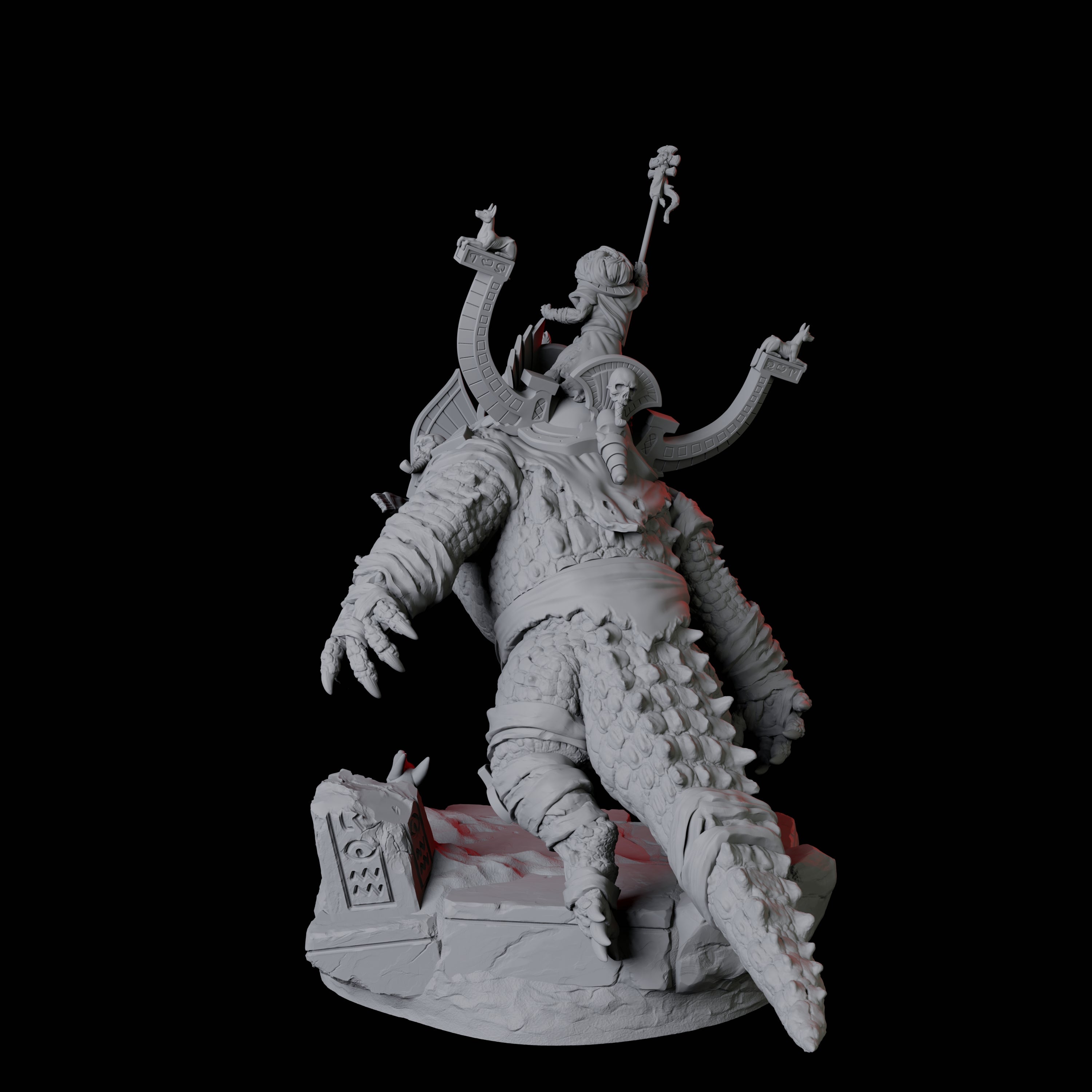Cultist Riding Giant Crocodile A Miniature for Dungeons and Dragons, Pathfinder or other TTRPGs