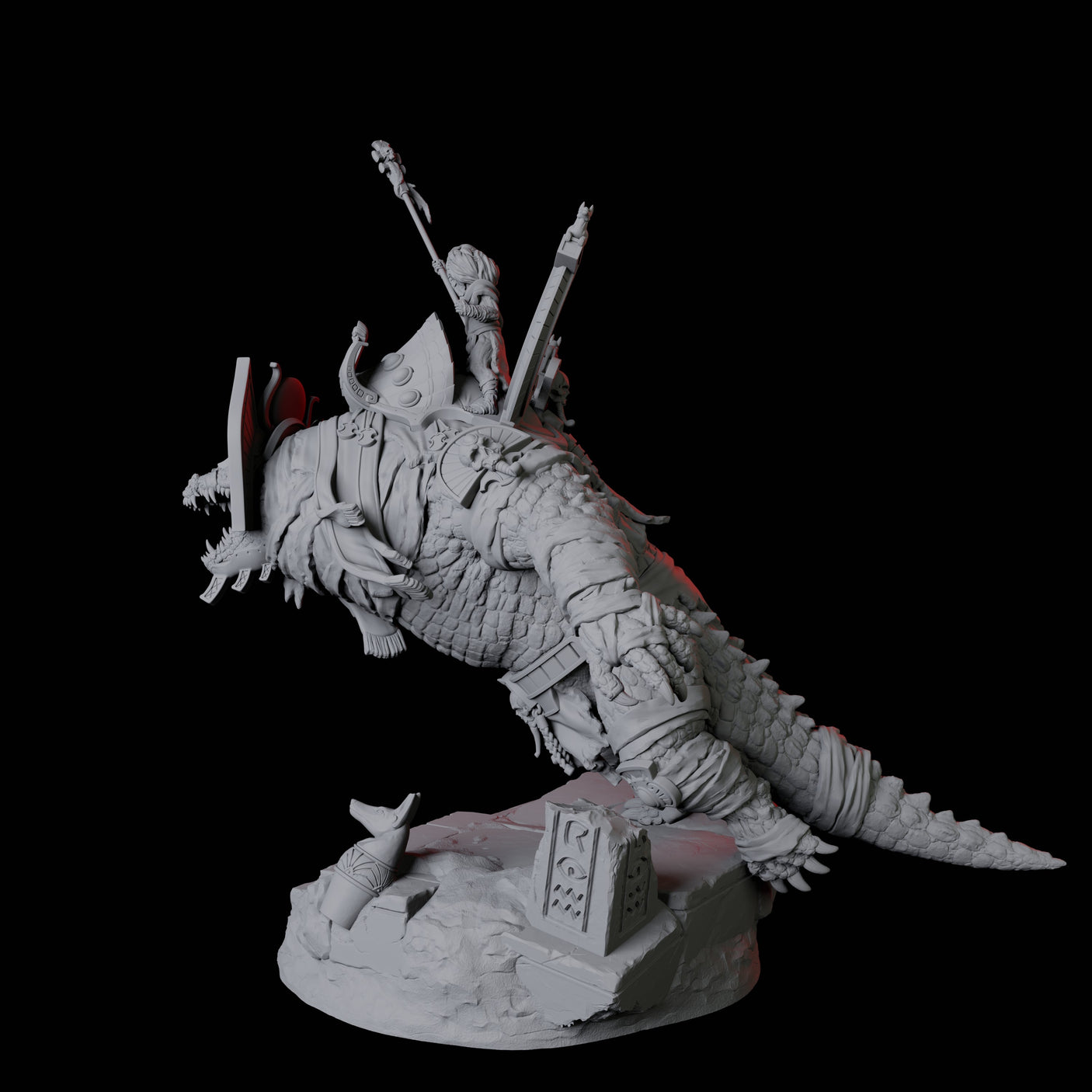 Cultist Riding Giant Crocodile A Miniature for Dungeons and Dragons, Pathfinder or other TTRPGs