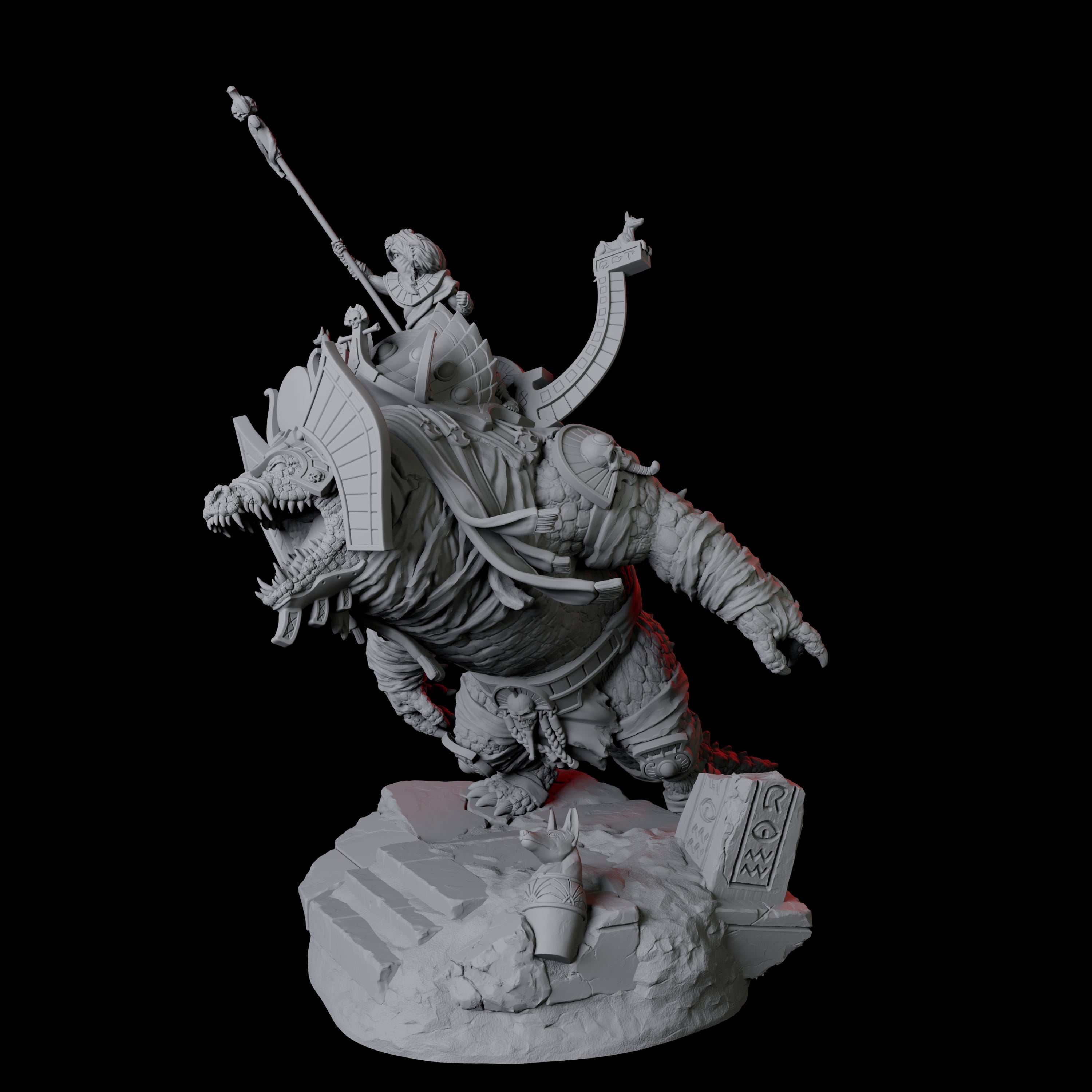 Cultist Riding Giant Crocodile A Miniature for Dungeons and Dragons, Pathfinder or other TTRPGs