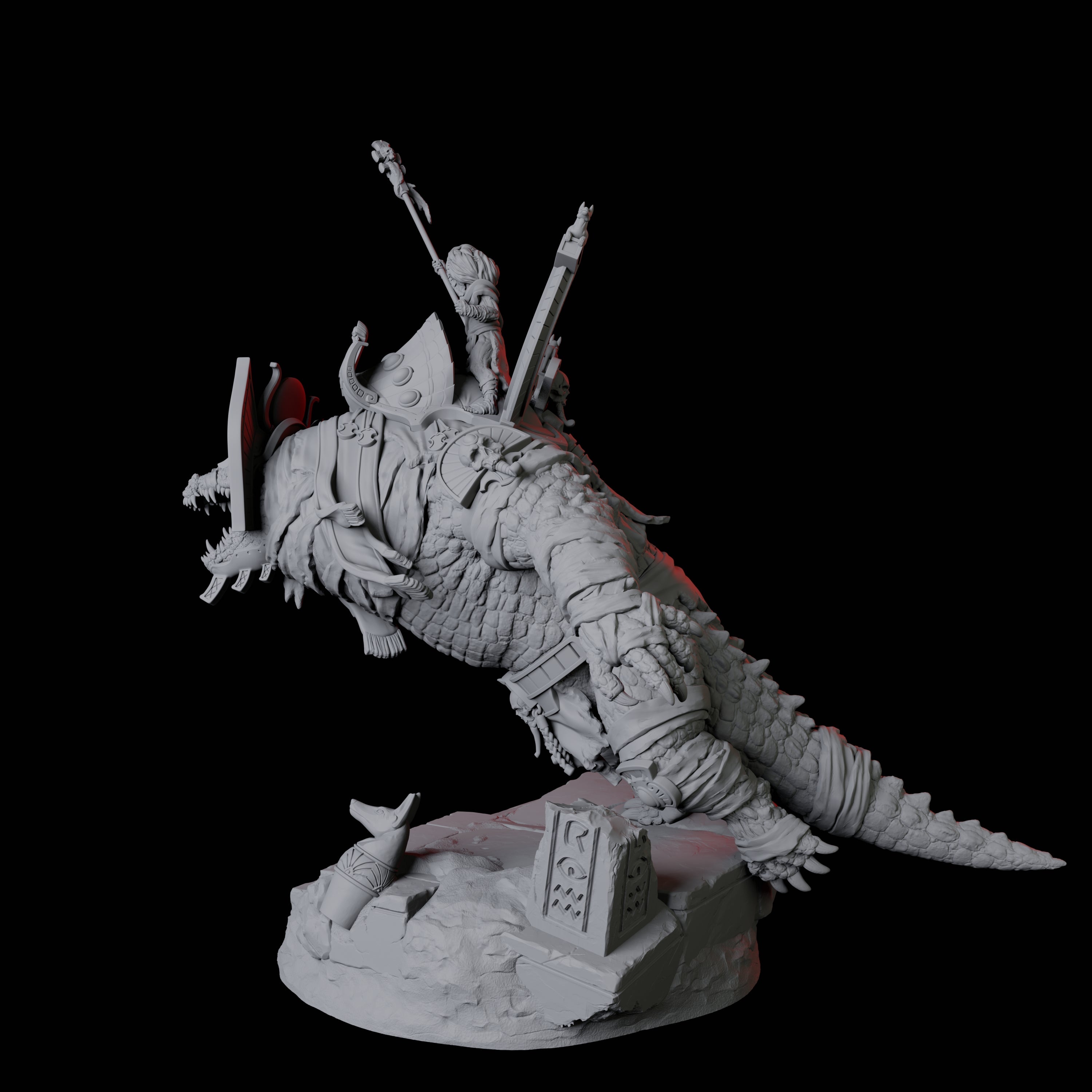 Cultist Riding Giant Crocodile A Miniature for Dungeons and Dragons, Pathfinder or other TTRPGs