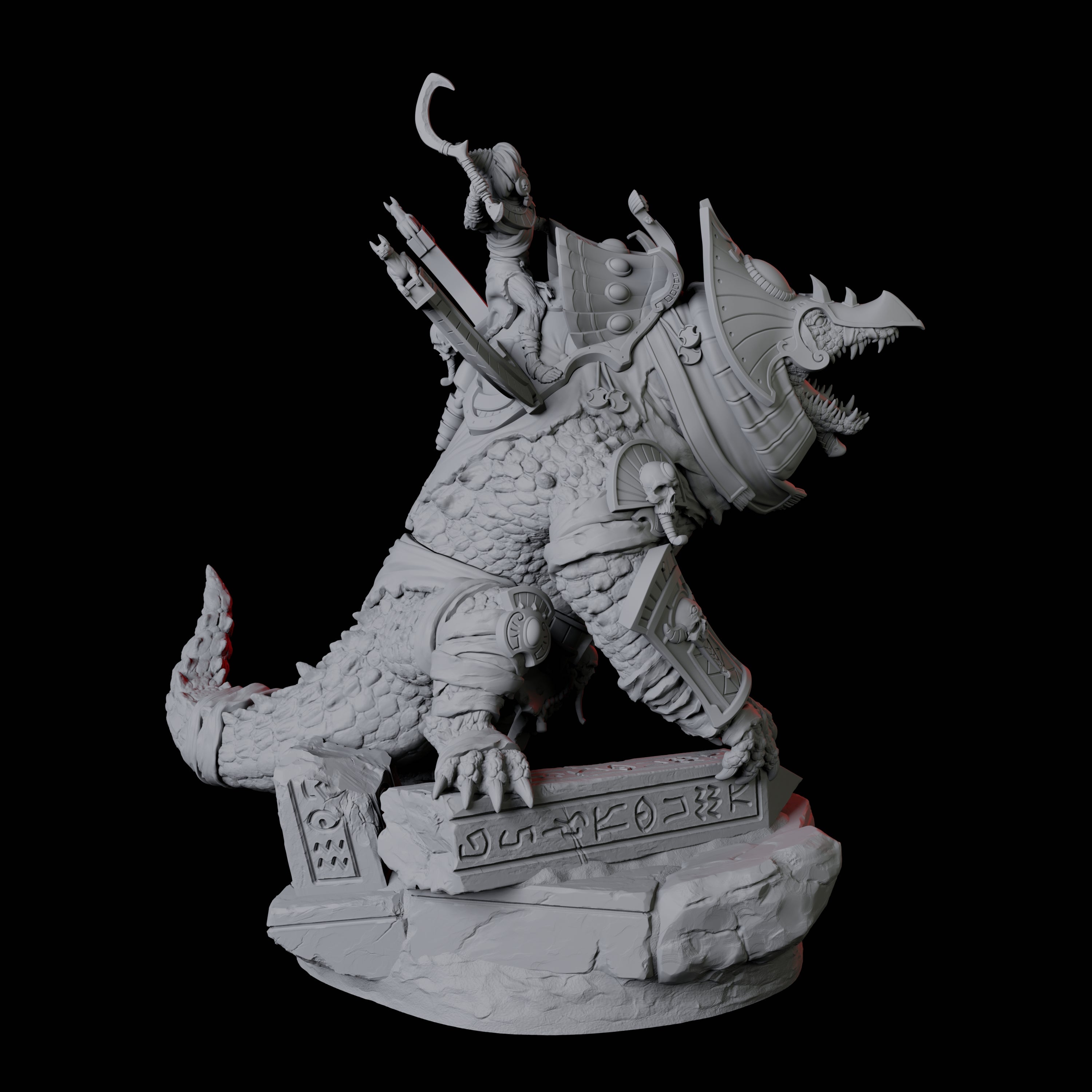 Cultist Riding Giant Crocodile B Miniature for Dungeons and Dragons, Pathfinder or other TTRPGs