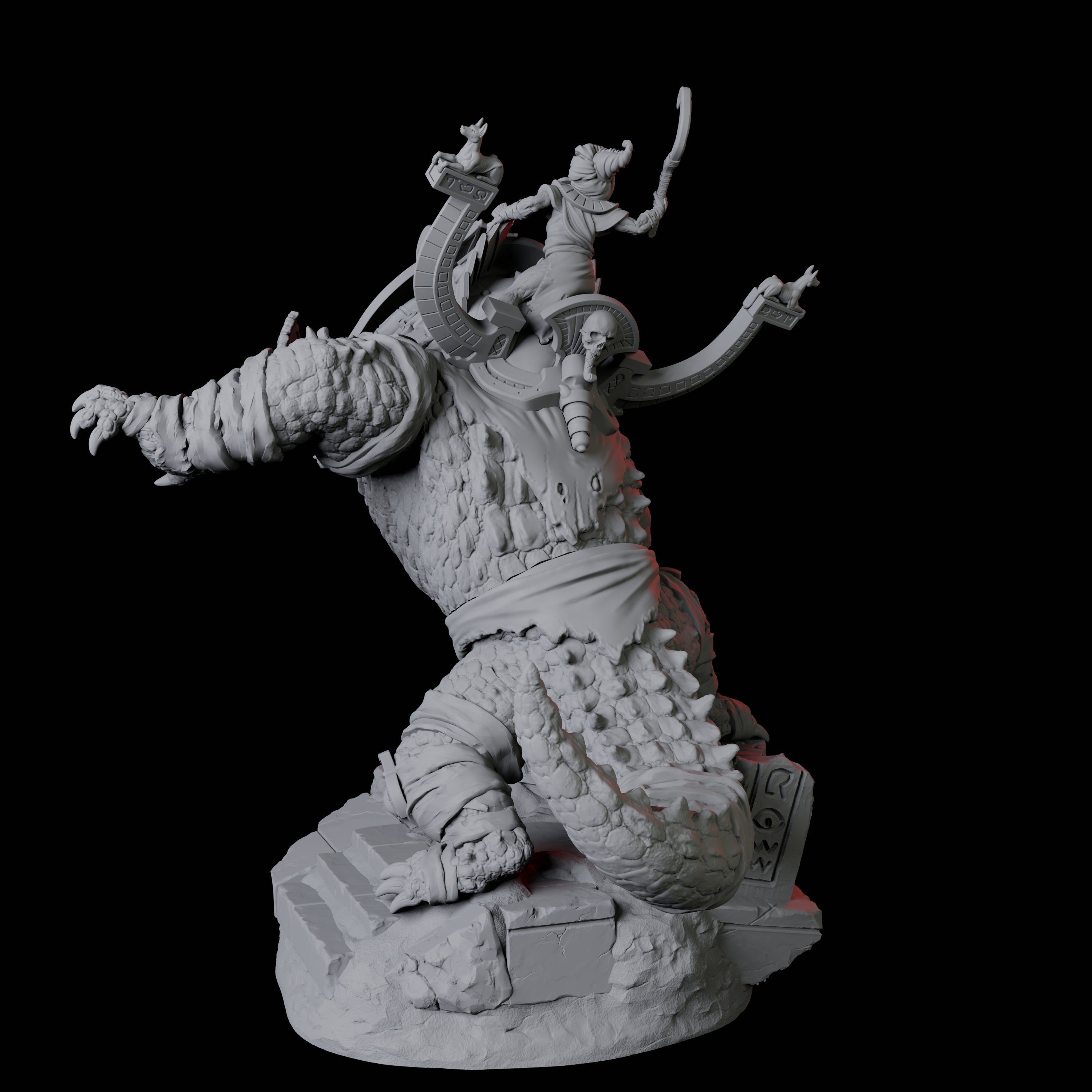 Cultist Riding Giant Crocodile B Miniature for Dungeons and Dragons, Pathfinder or other TTRPGs