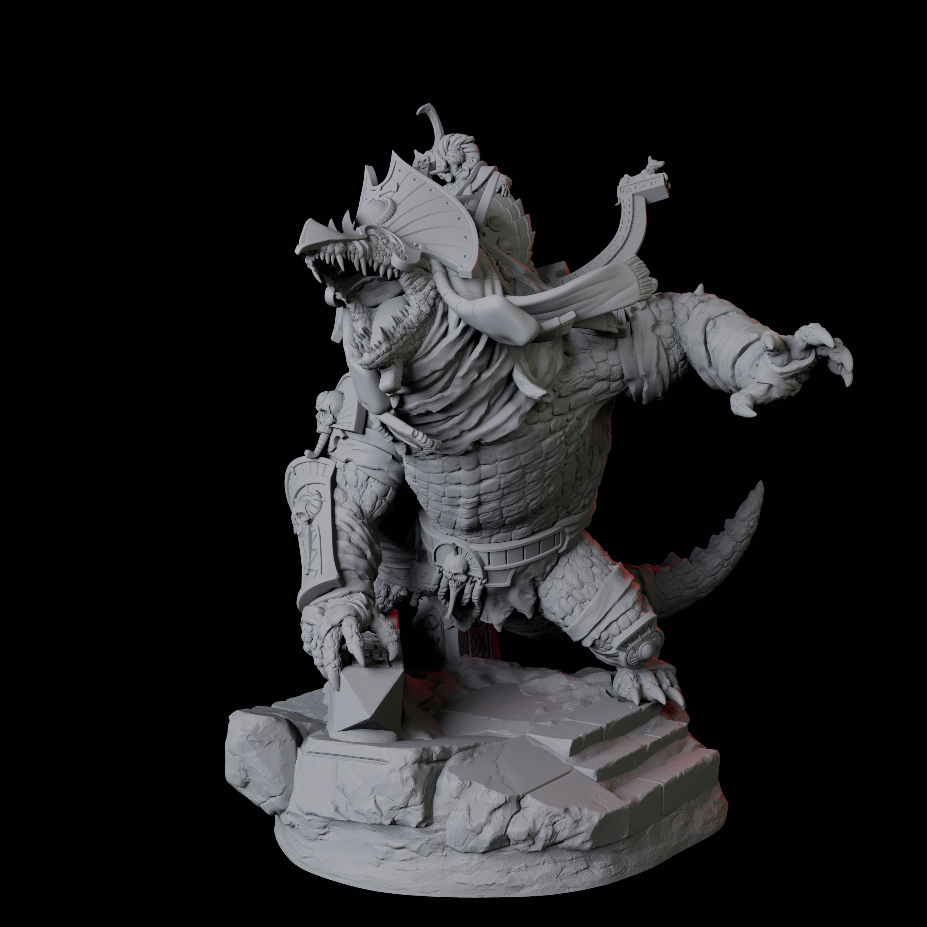 Cultist Riding Giant Crocodile B Miniature for Dungeons and Dragons, Pathfinder or other TTRPGs