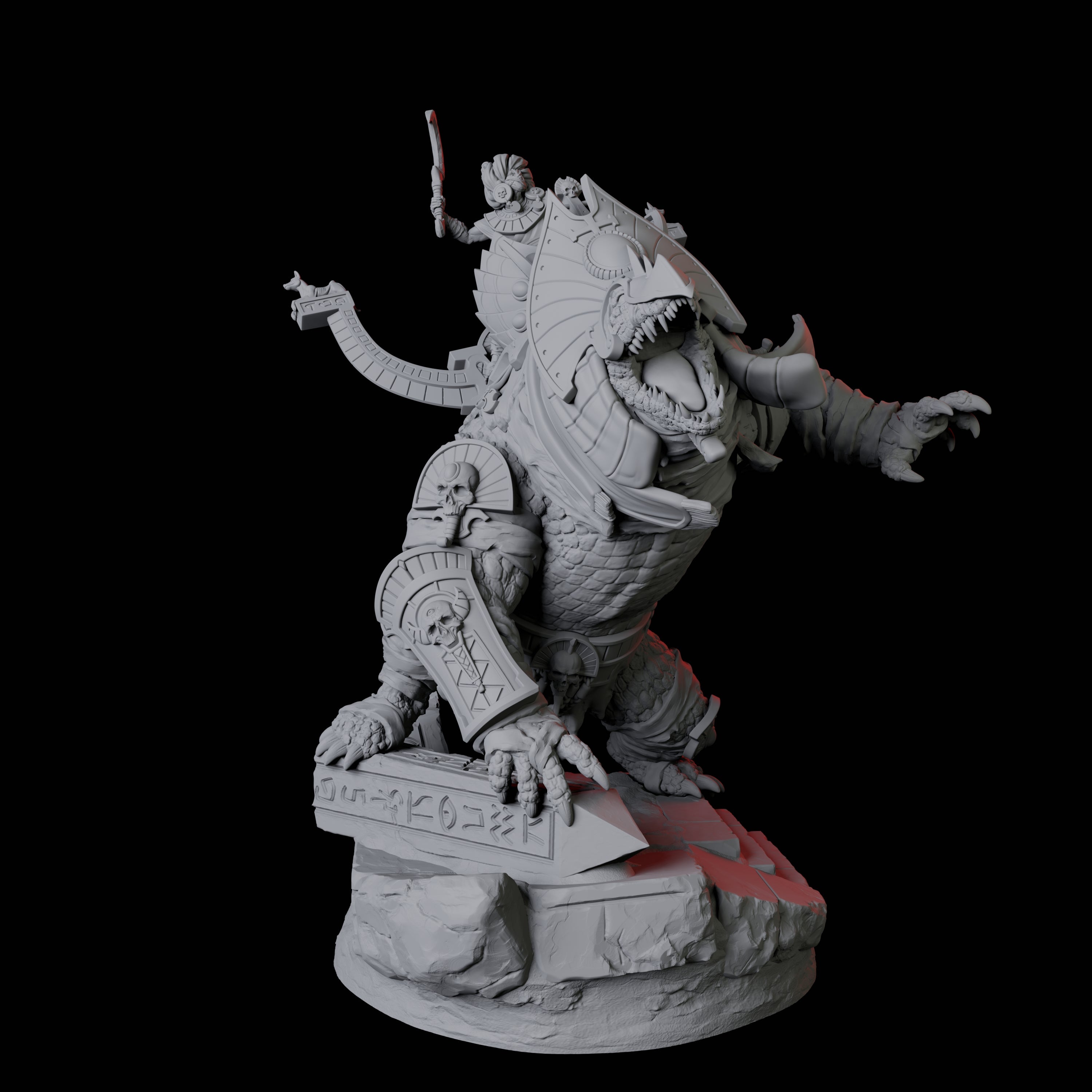 Cultist Riding Giant Crocodile B Miniature for Dungeons and Dragons, Pathfinder or other TTRPGs