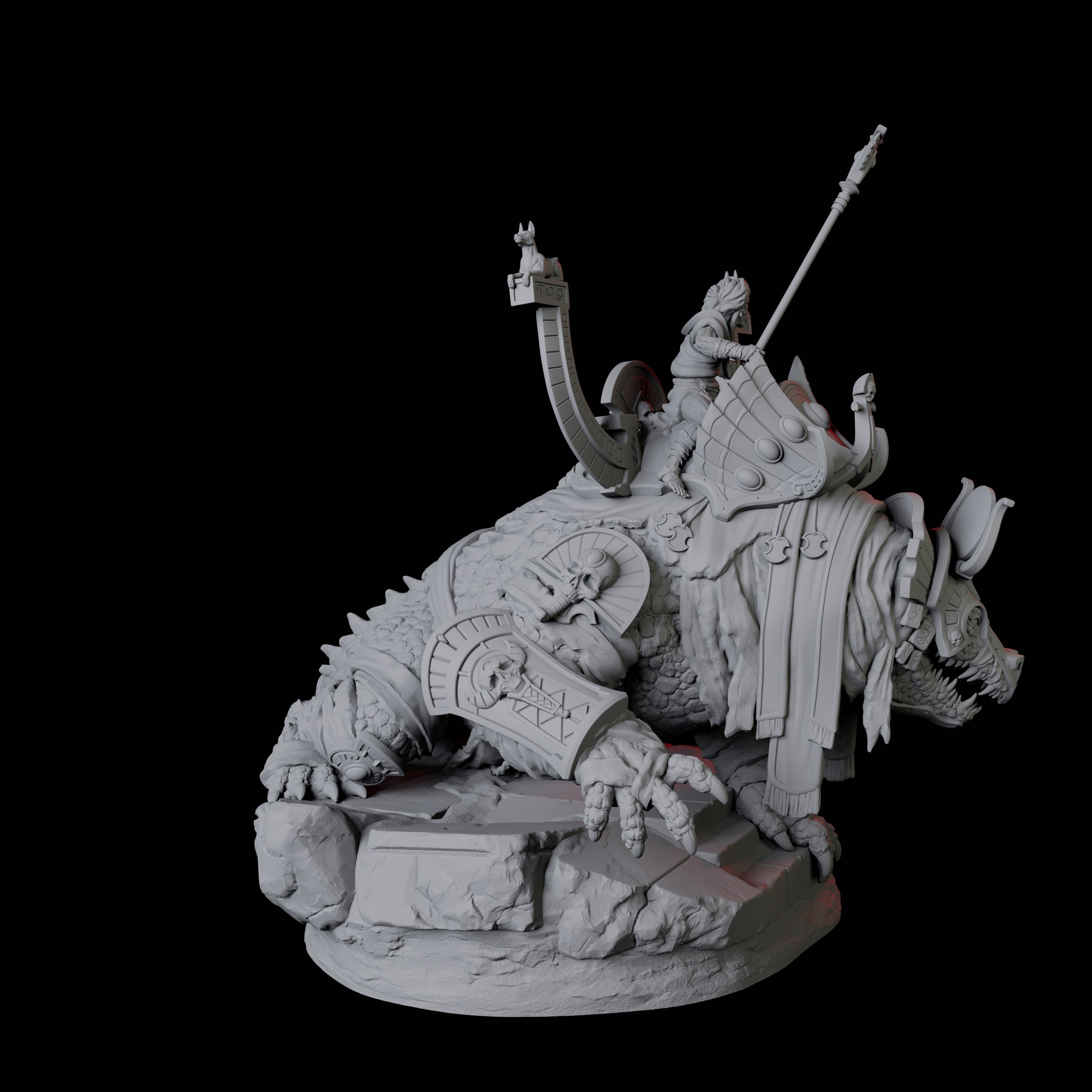 Cultist Riding Giant Crocodile C Miniature for Dungeons and Dragons, Pathfinder or other TTRPGs