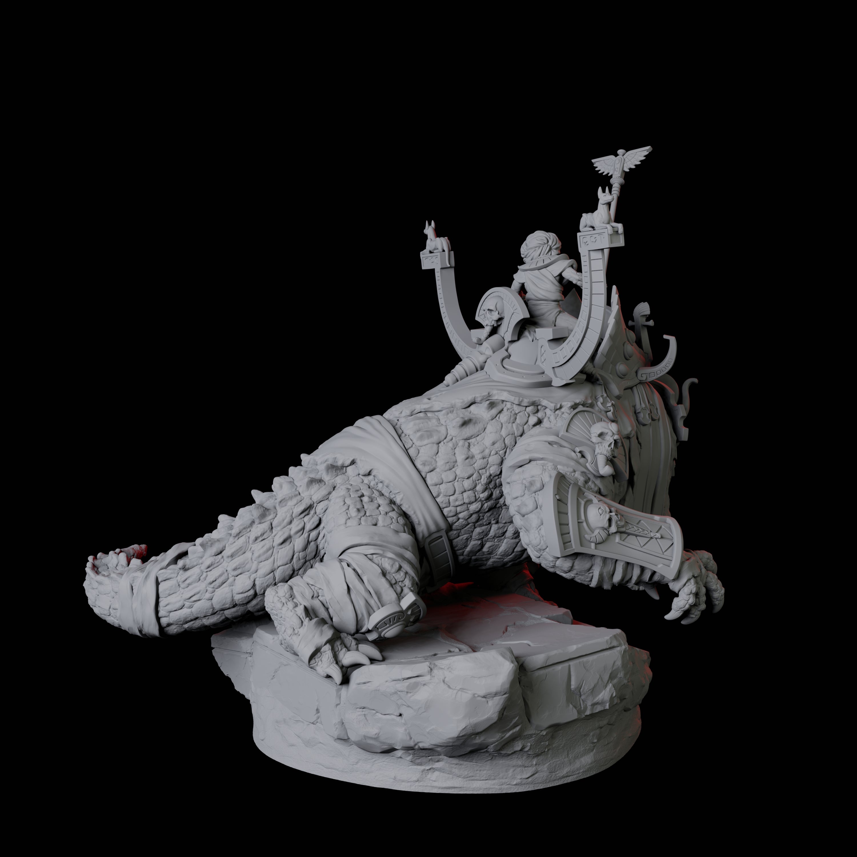 Cultist Riding Giant Crocodile C Miniature for Dungeons and Dragons, Pathfinder or other TTRPGs