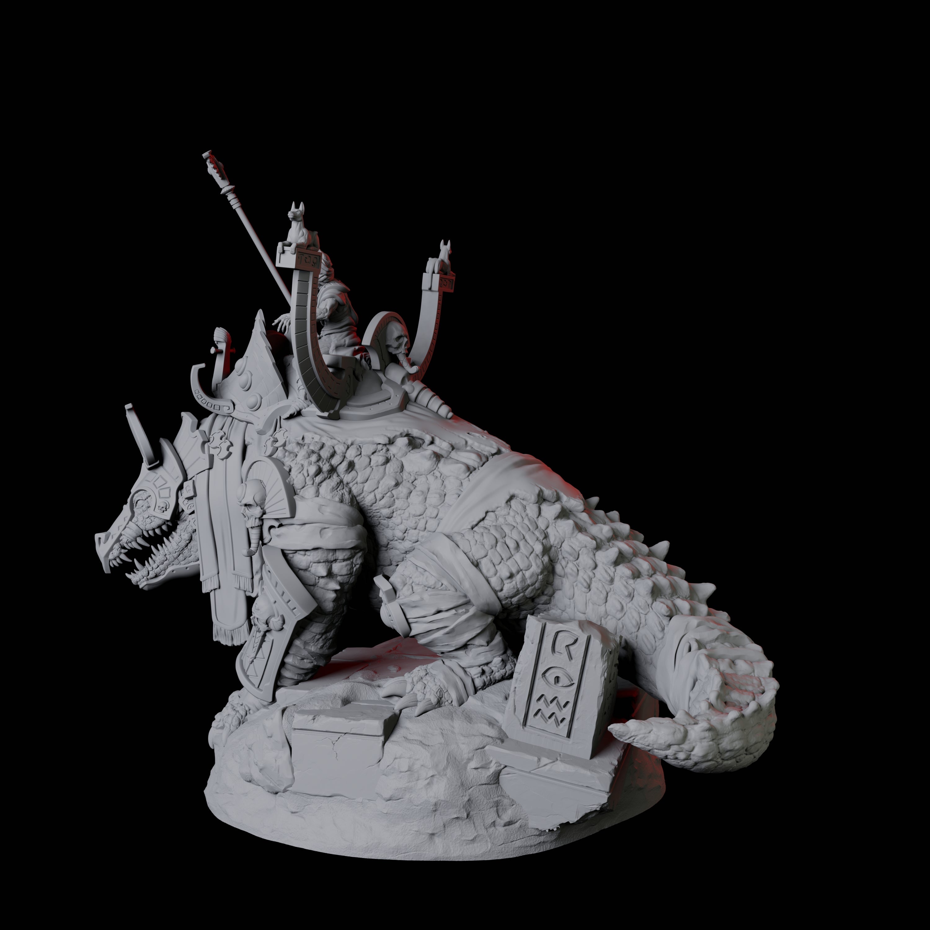 Cultist Riding Giant Crocodile C Miniature for Dungeons and Dragons, Pathfinder or other TTRPGs