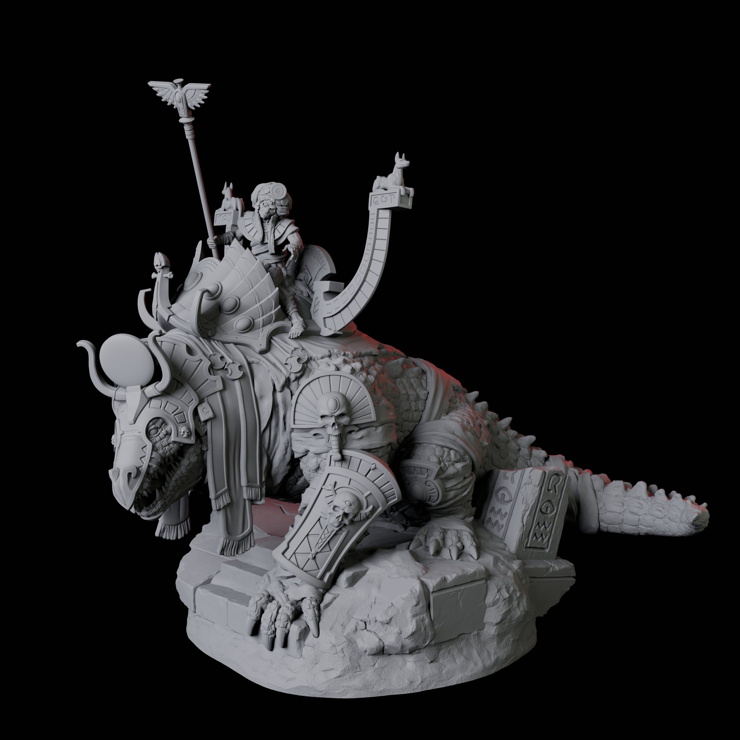 Cultist Riding Giant Crocodile C Miniature for Dungeons and Dragons, Pathfinder or other TTRPGs