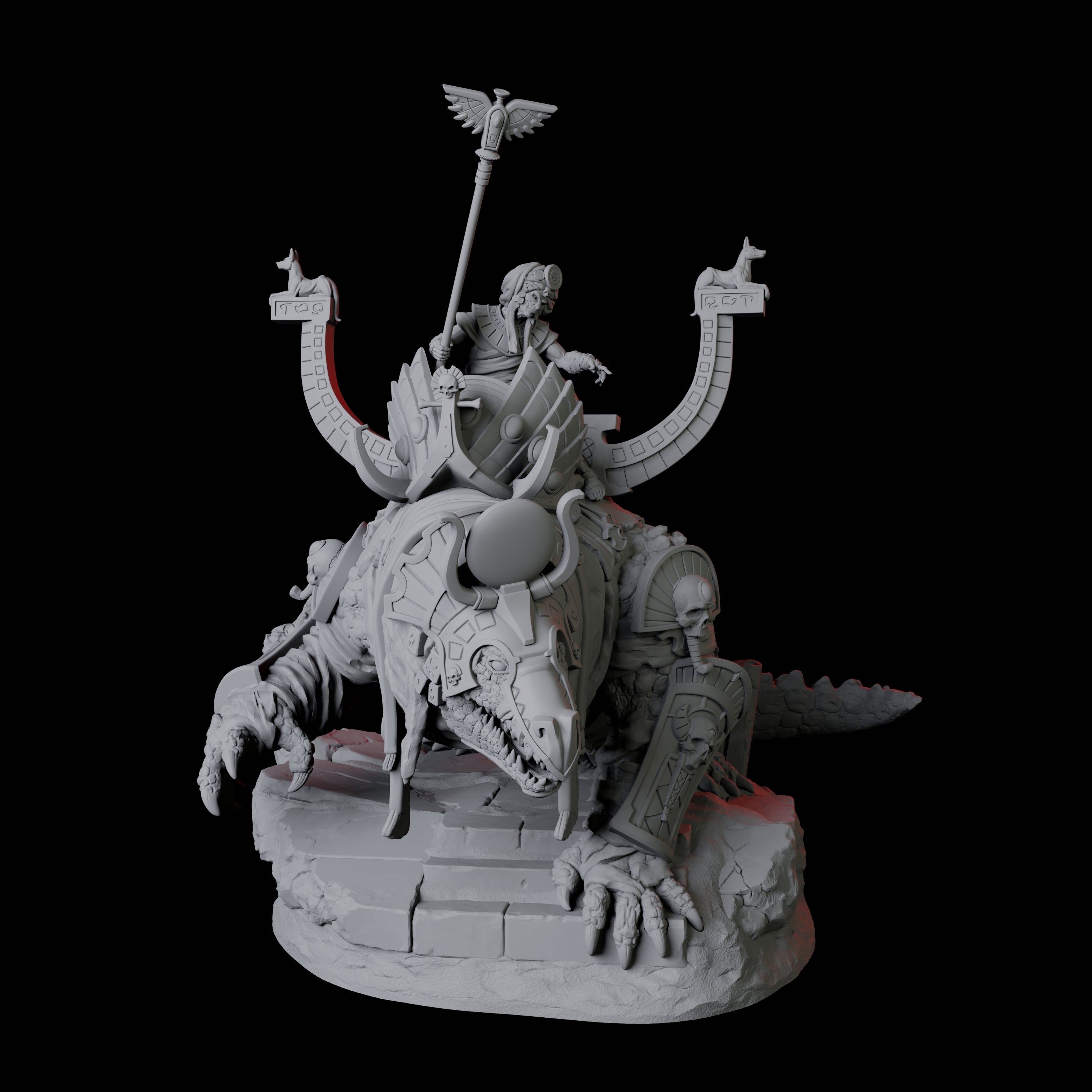 Cultist Riding Giant Crocodile C Miniature for Dungeons and Dragons, Pathfinder or other TTRPGs