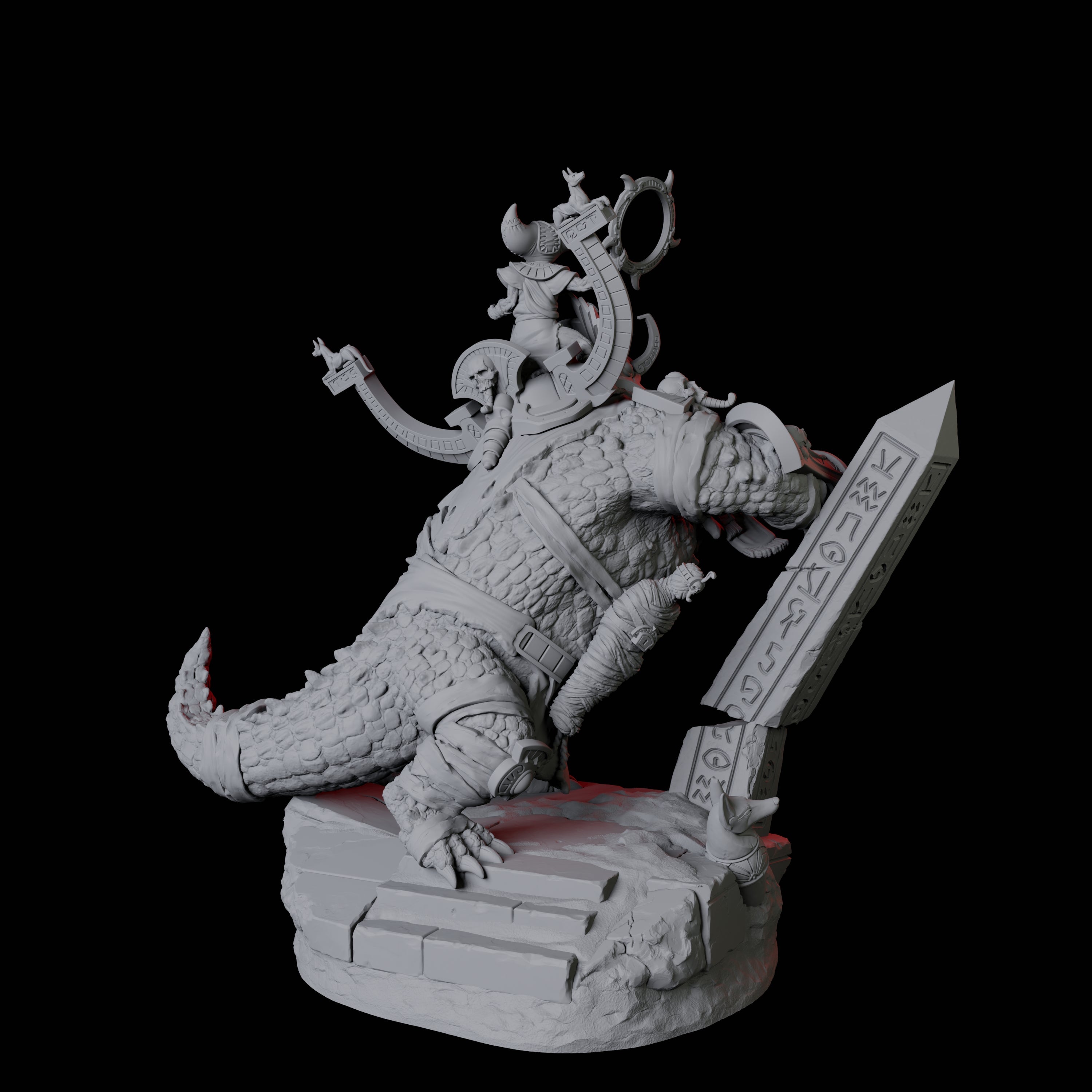 Cultist Riding Giant Crocodile D Miniature for Dungeons and Dragons, Pathfinder or other TTRPGs